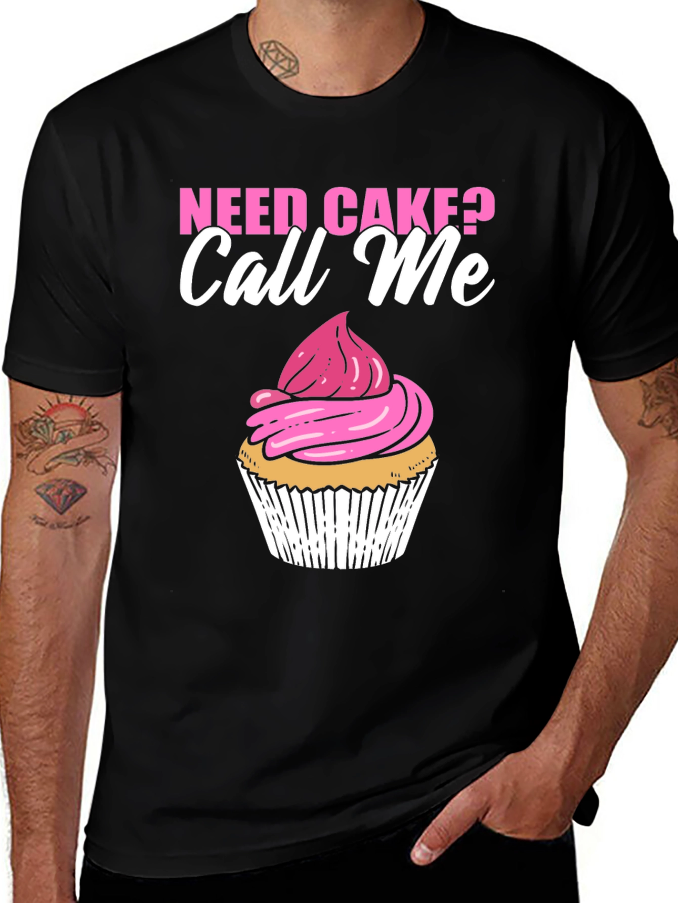 Need Cake? Call Me Black T-Shirt Cupcake