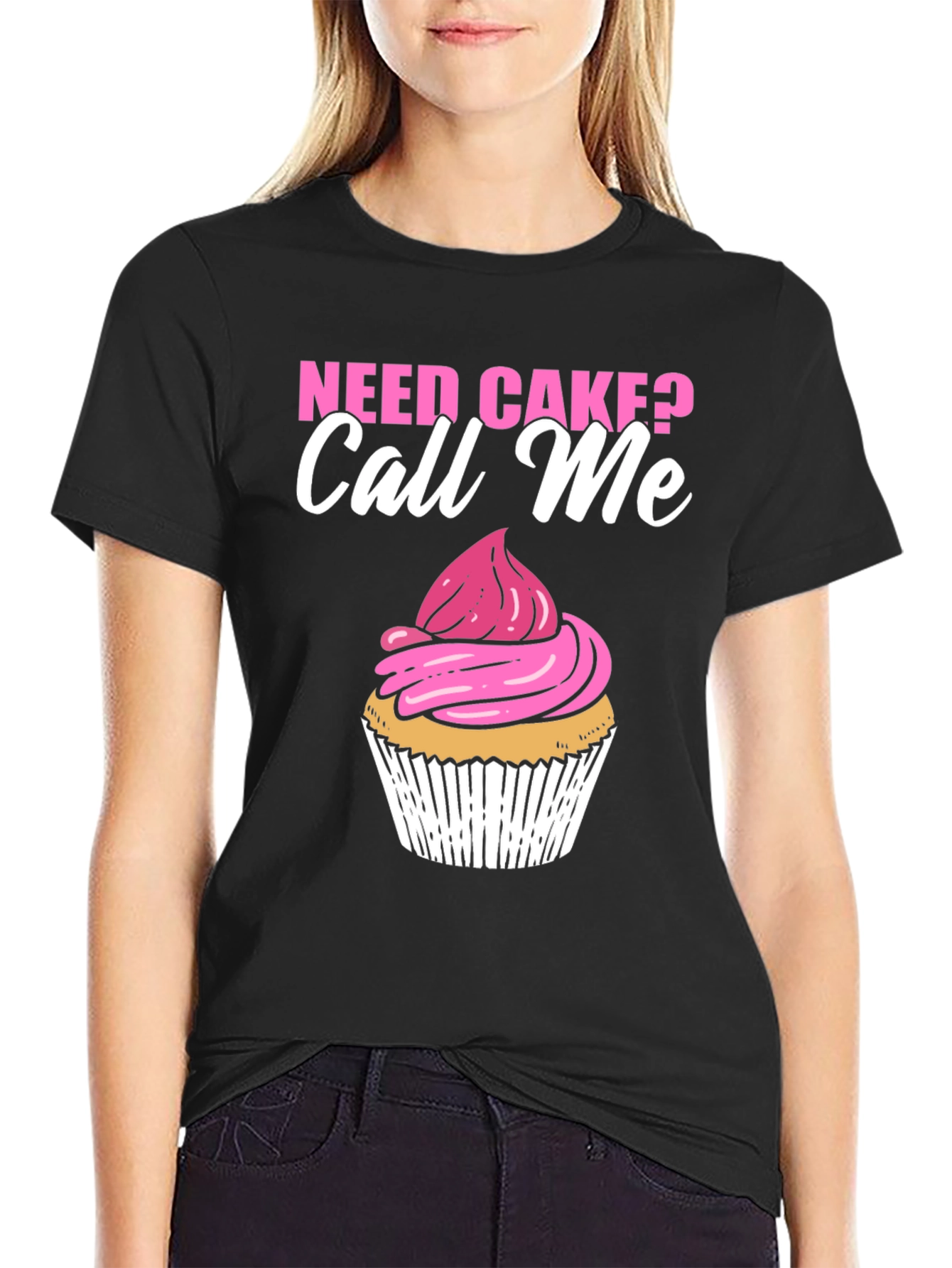 Need Cake? Call Me Black T-Shirt Cupcake