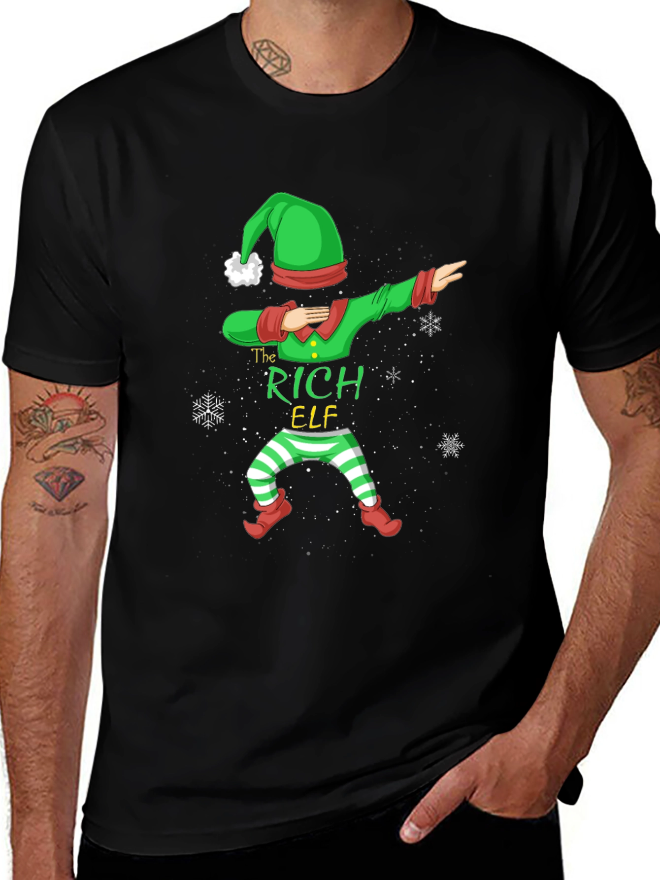 The Rich Elf Dabbing Christmas T-Shirt