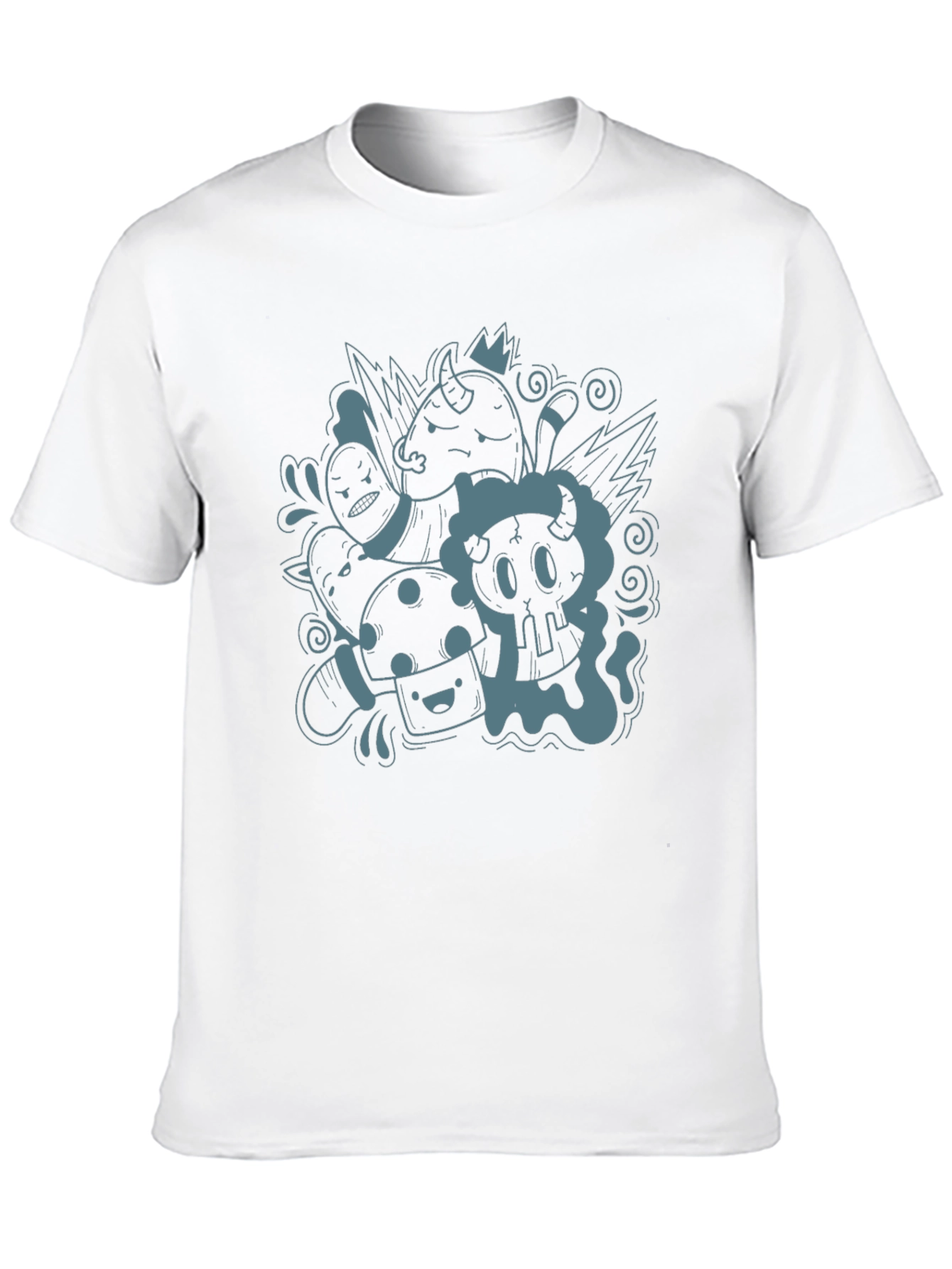 Funky Doodle Graphic Black T-Shirt - Unisex Casual Tee