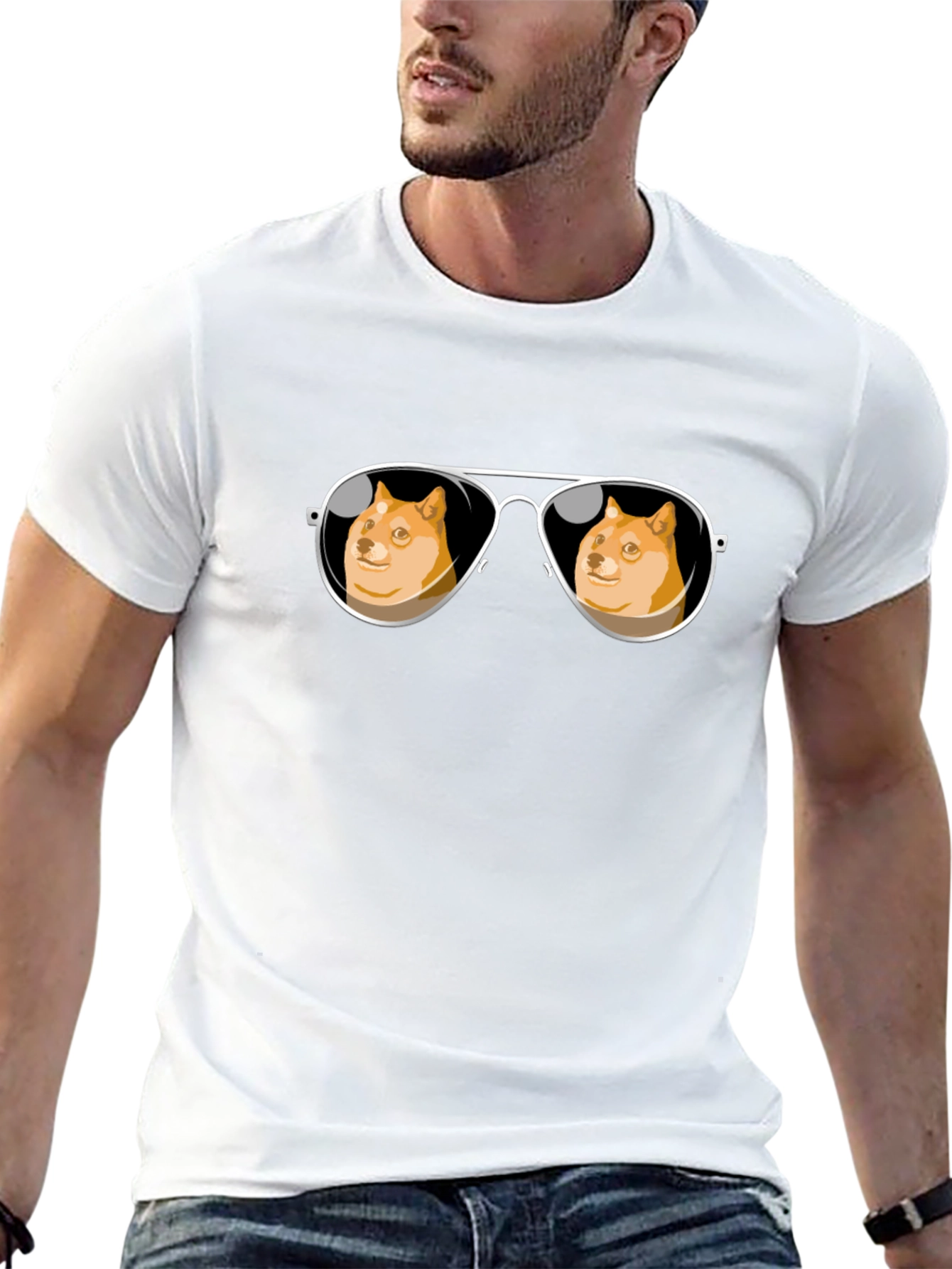 Doge Meme Sunglasses T-Shirt - Trendy Black Tee