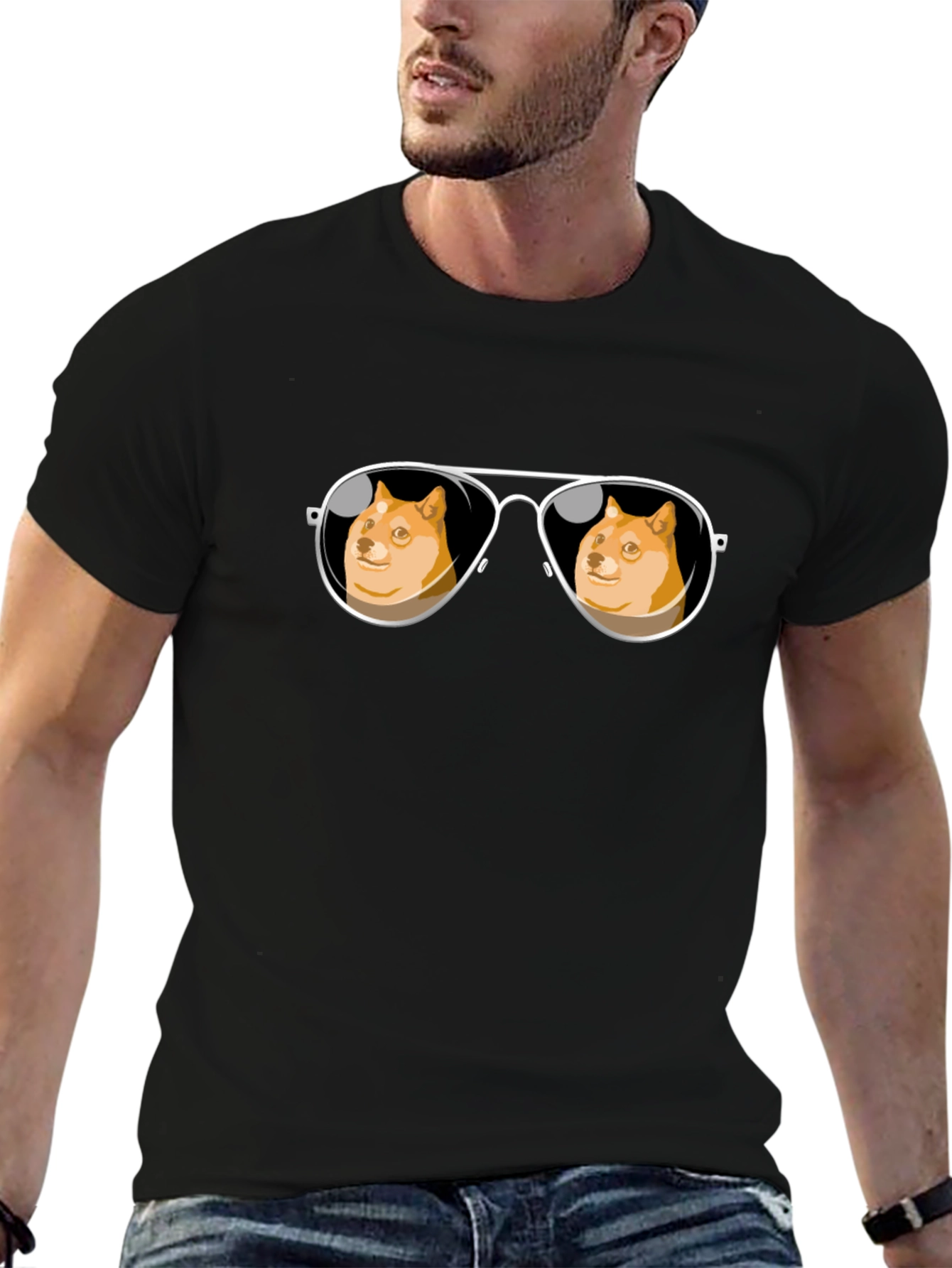 Doge Meme Sunglasses T-Shirt - Trendy Black Tee