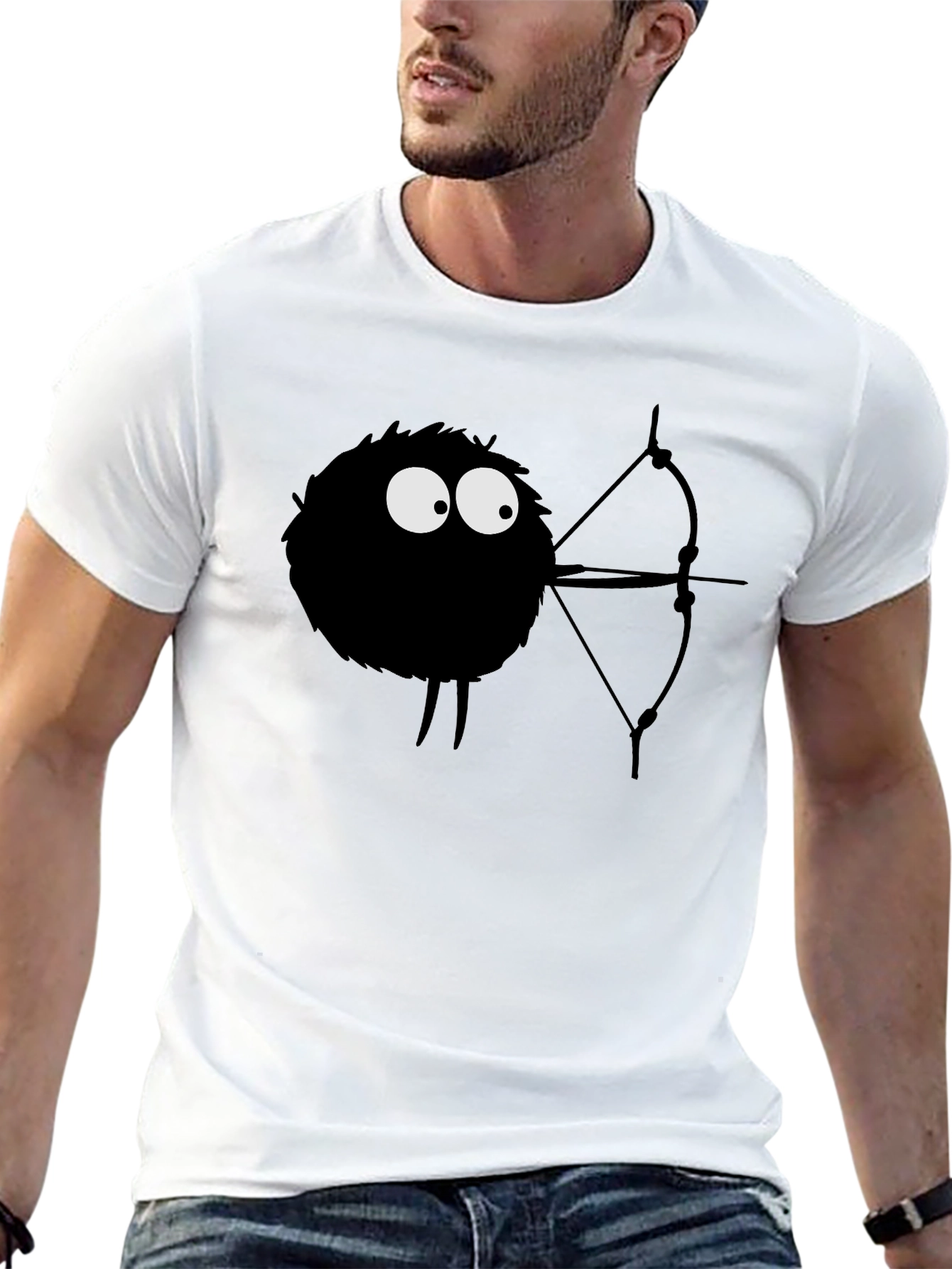 Whimsical Soot Sprite Archer Black T-Shirt