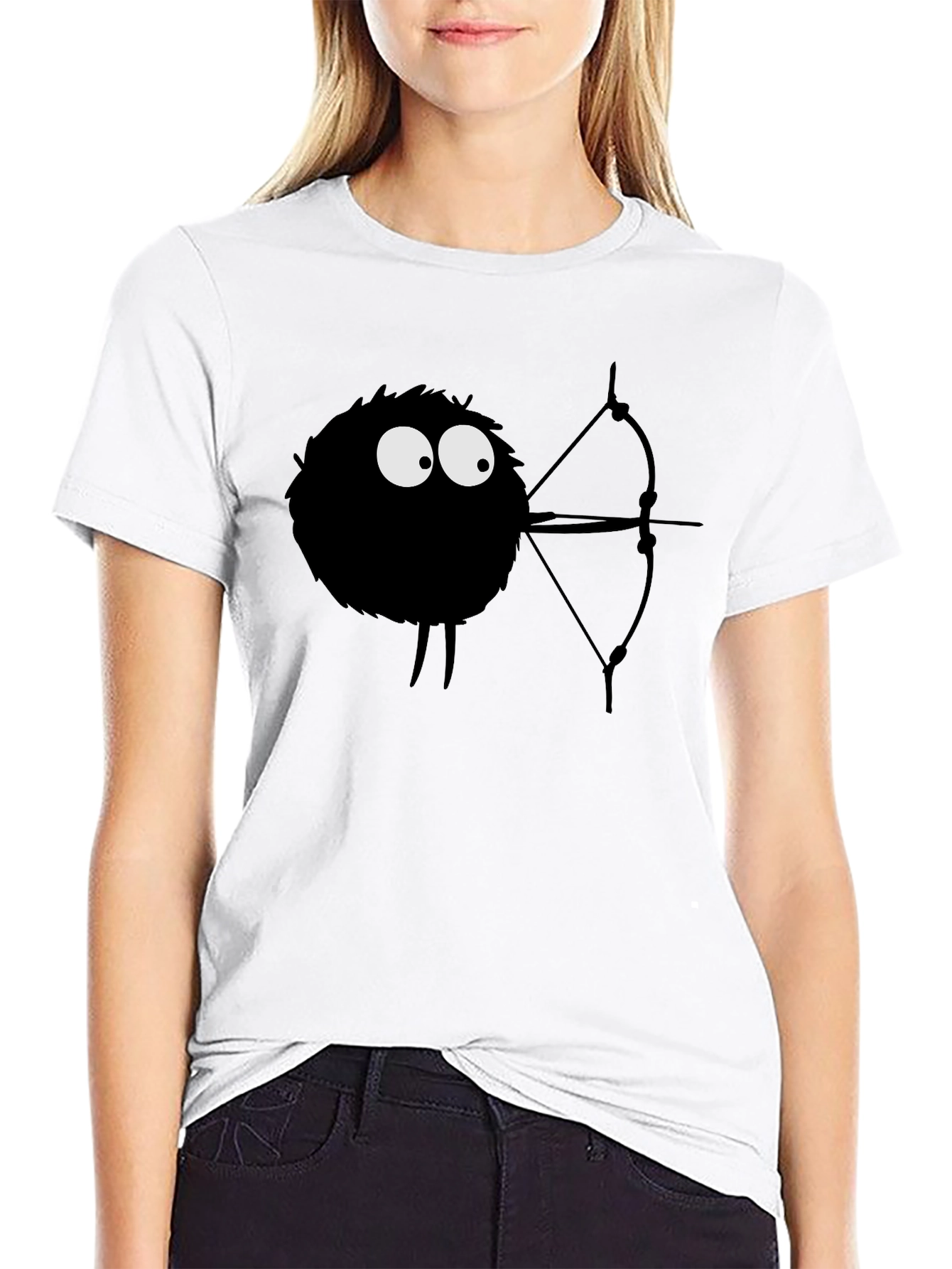 Whimsical Soot Sprite Archer Black T-Shirt