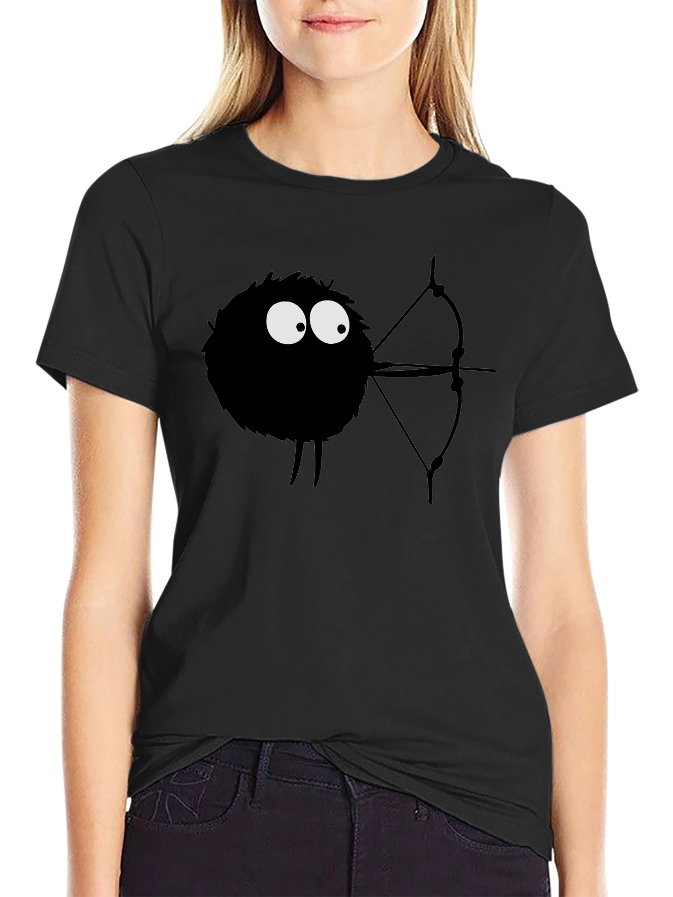 Whimsical Soot Sprite Archer Black T-Shirt