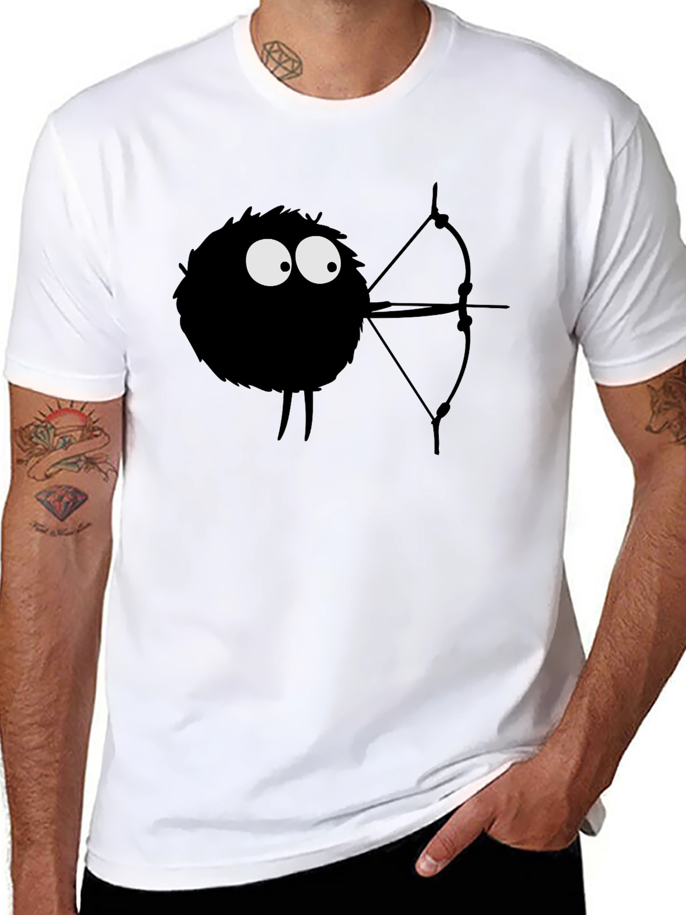 Whimsical Soot Sprite Archer Black T-Shirt
