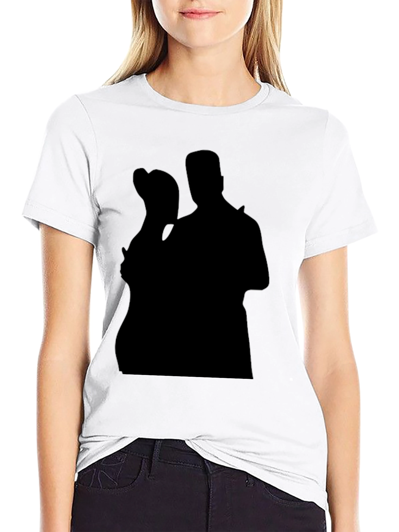 Silhouette Couple Black T-Shirt Casual Tee