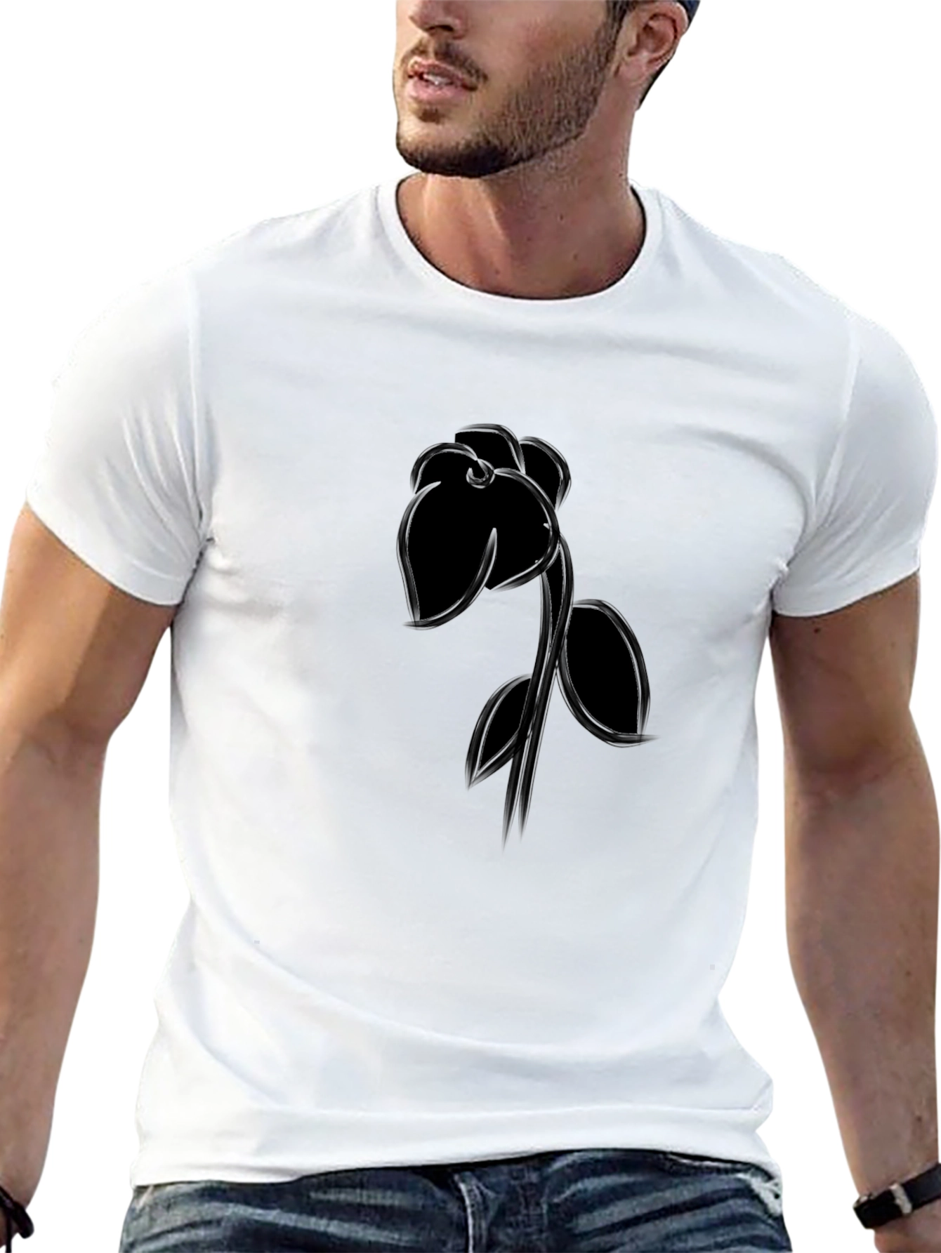 Black Rose Graphic Tee - Mens Casual Shirt
