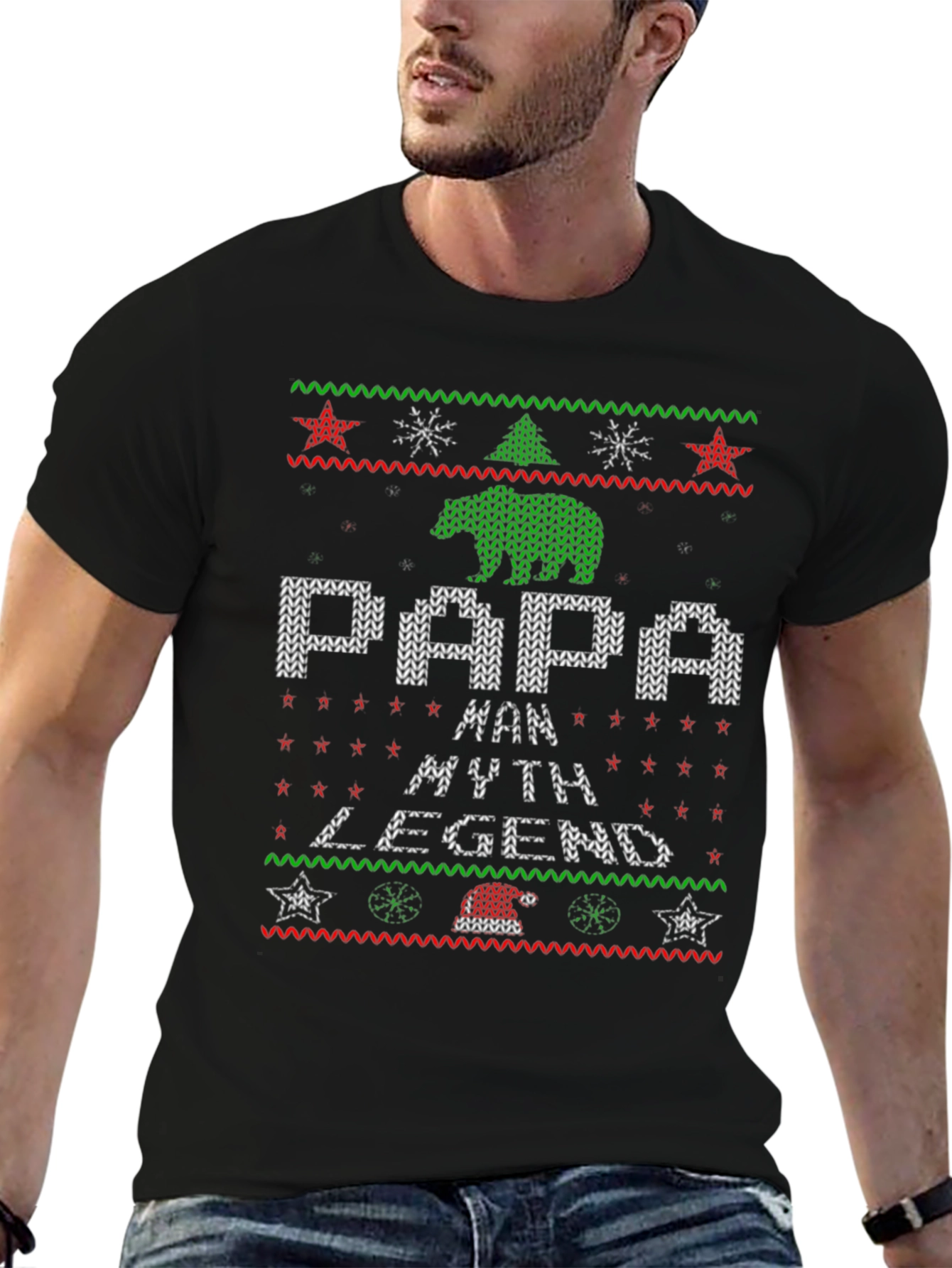 Papa Man Myth Legend Christmas Ugly T-Shirt