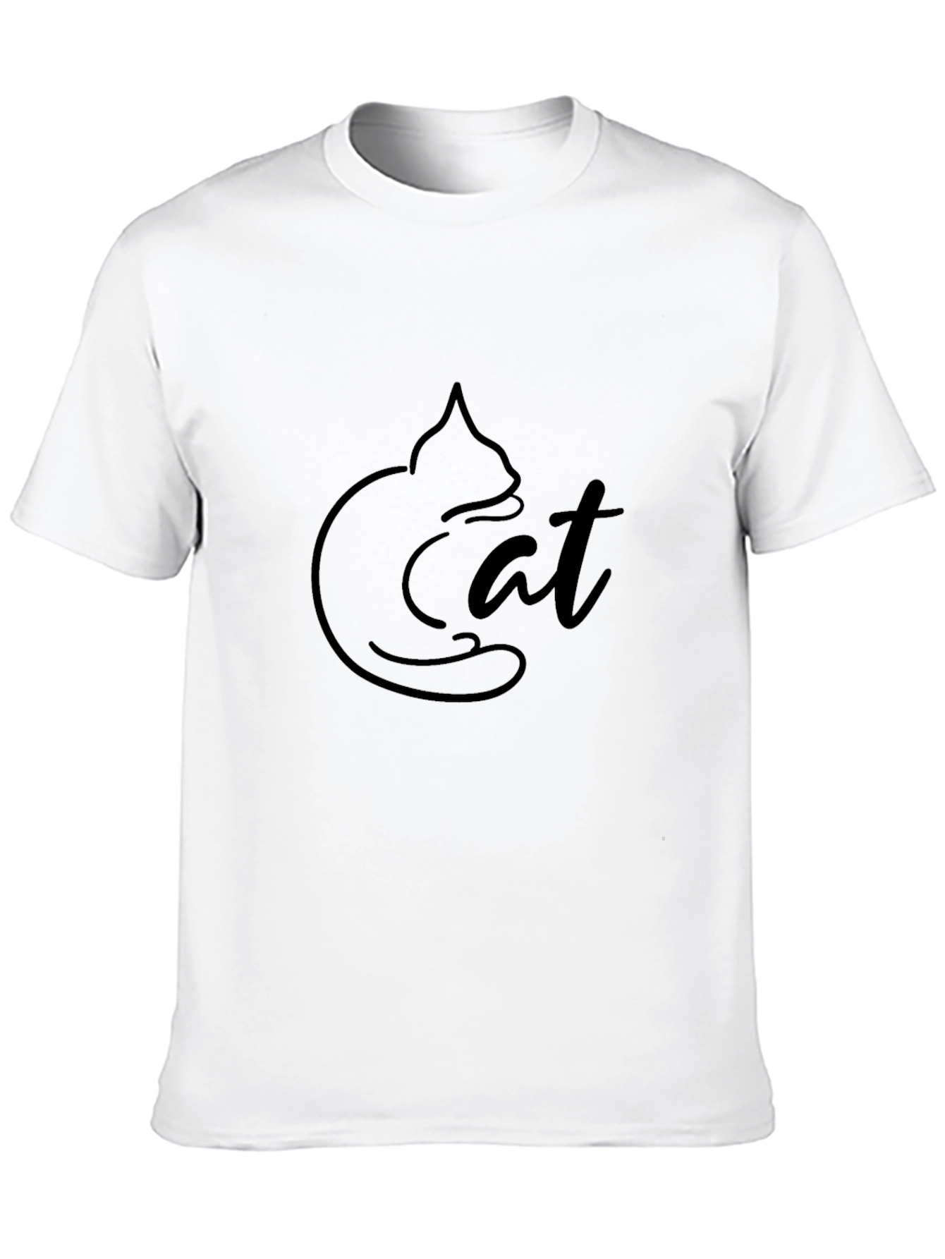 Minimalist Cat Graphic Black T-Shirt