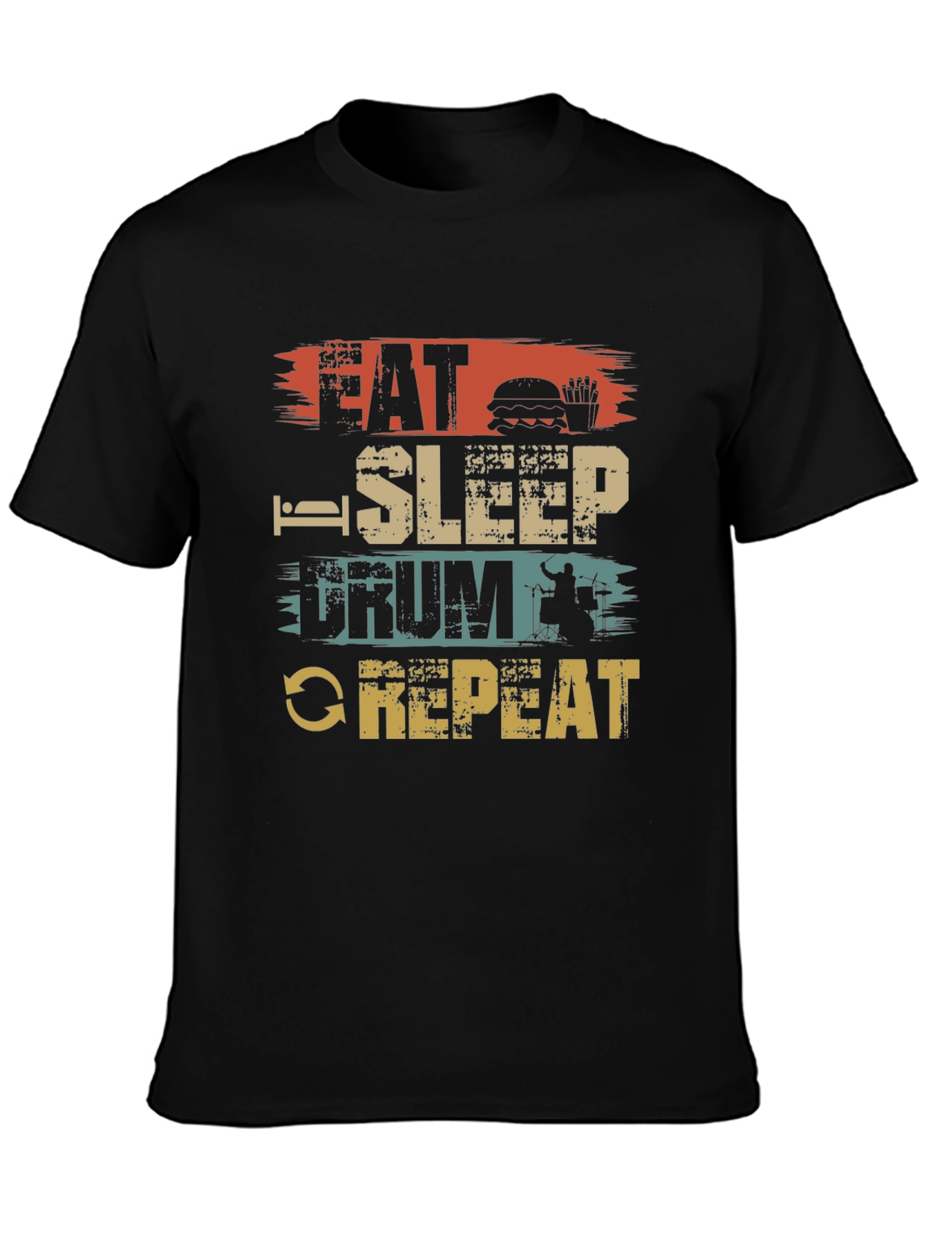 Eat Sleep Drum Repeat T-Shirt Black