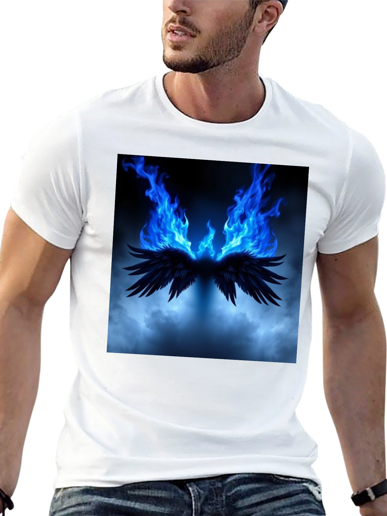 Fiery Wings Graphic Black T-Shirt