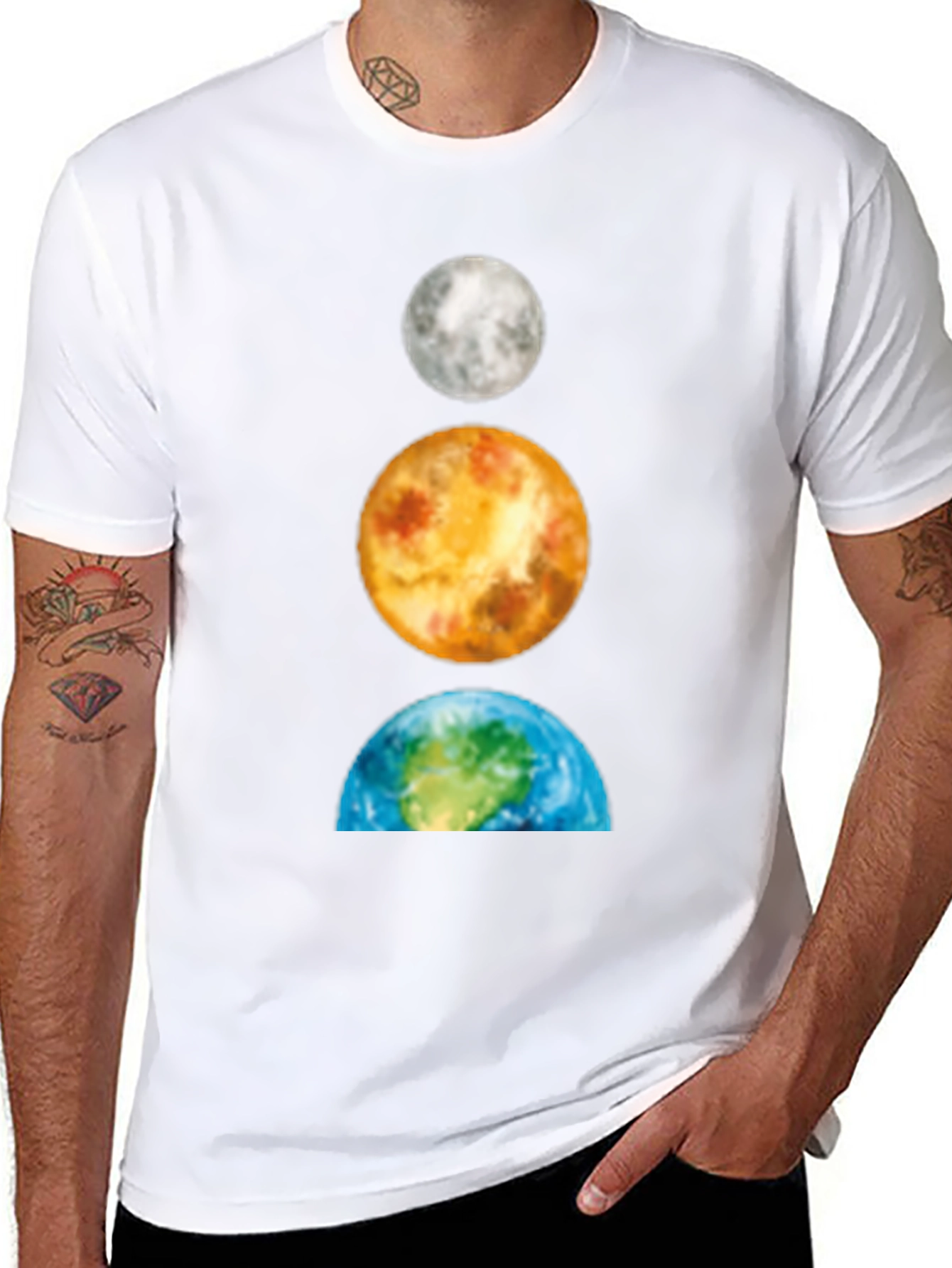 Planets Stacked T-Shirt: Moon Venus Earth
