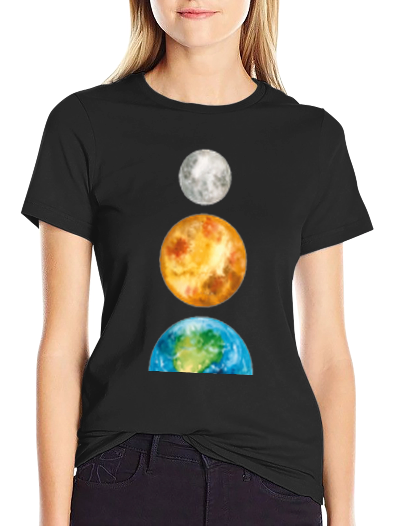 Planets Stacked T-Shirt: Moon Venus Earth