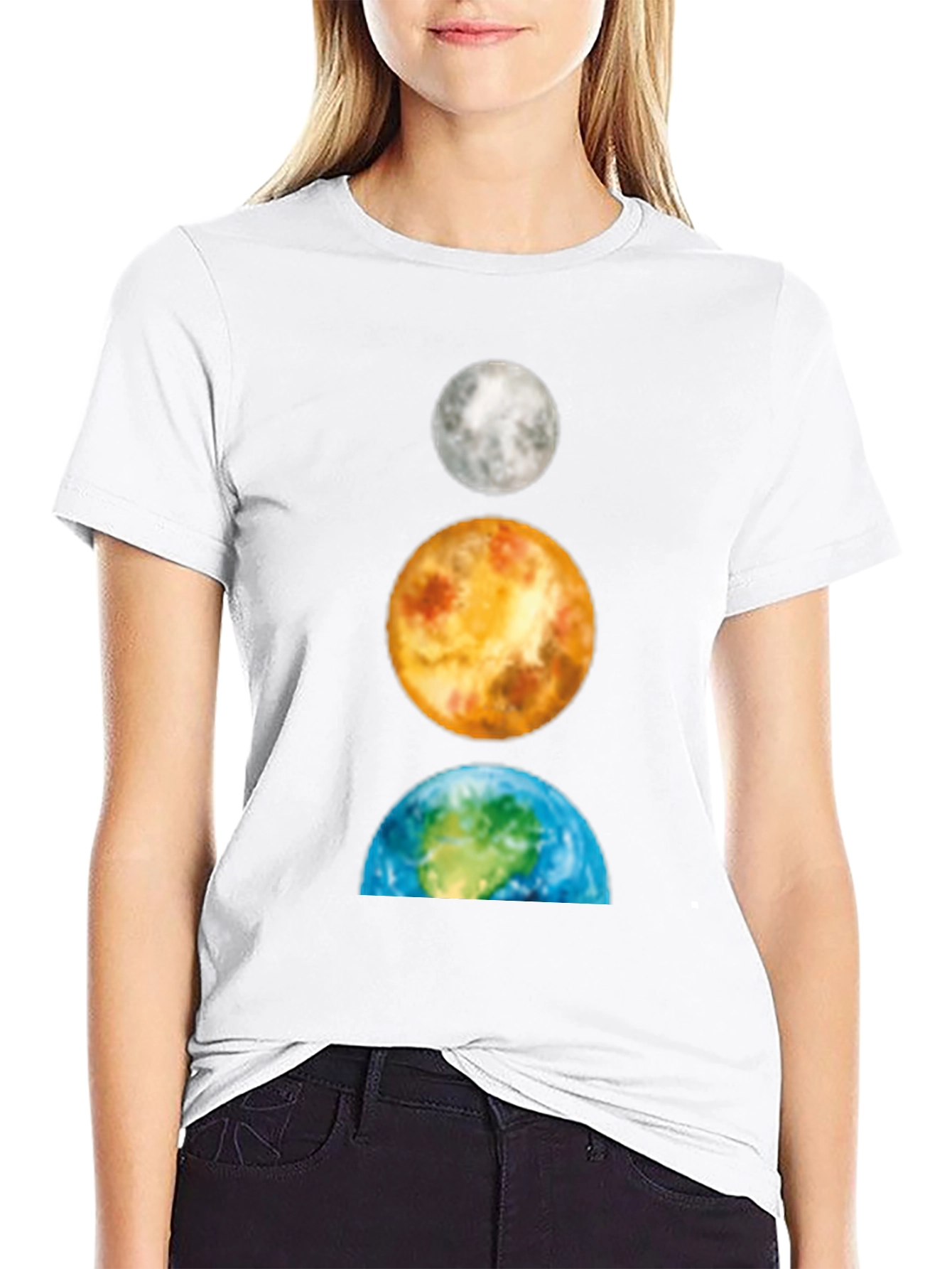 Planets Stacked T-Shirt: Moon Venus Earth