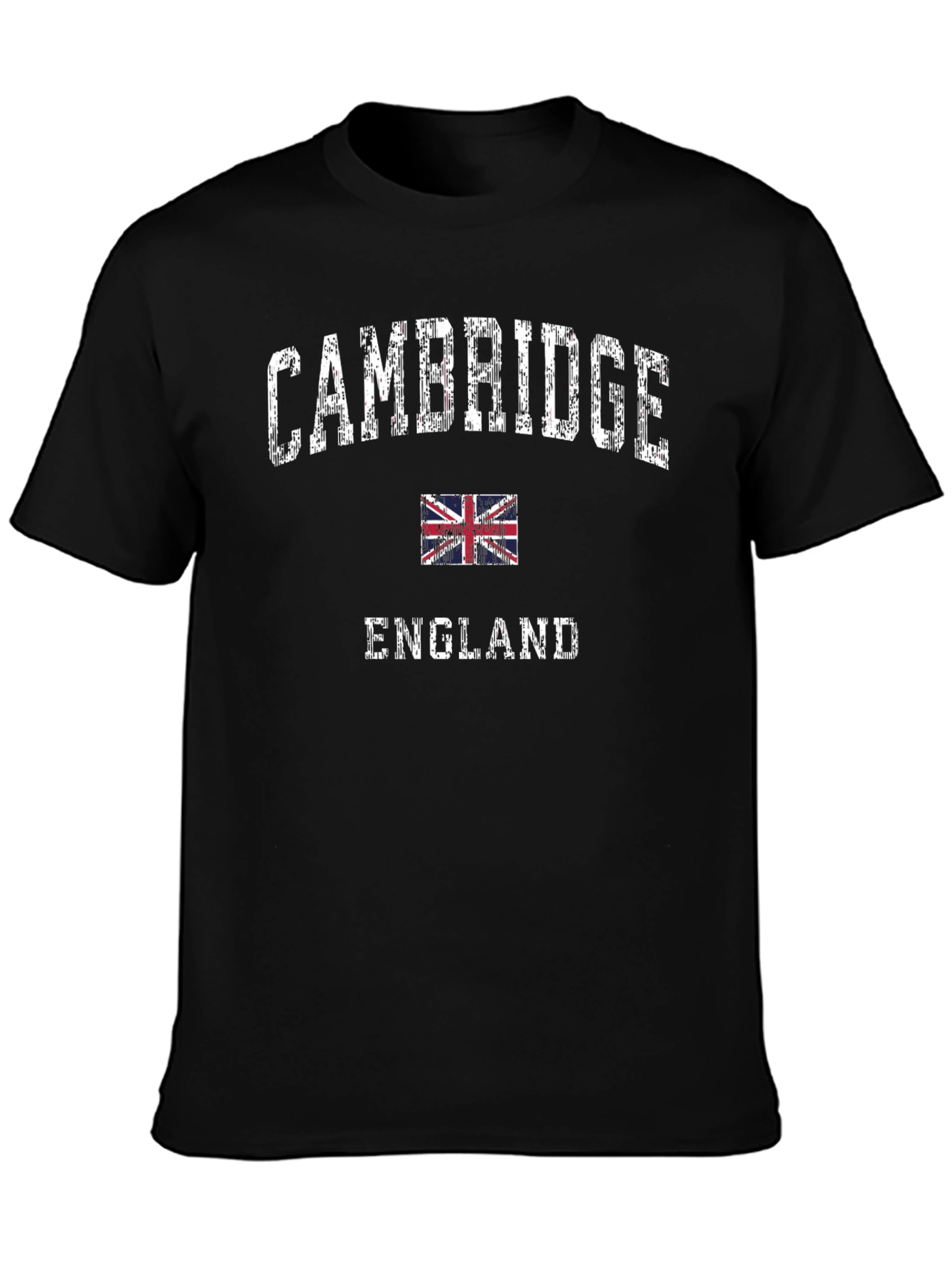 Cambridge England UK Flag Black Graphic T-Shirt