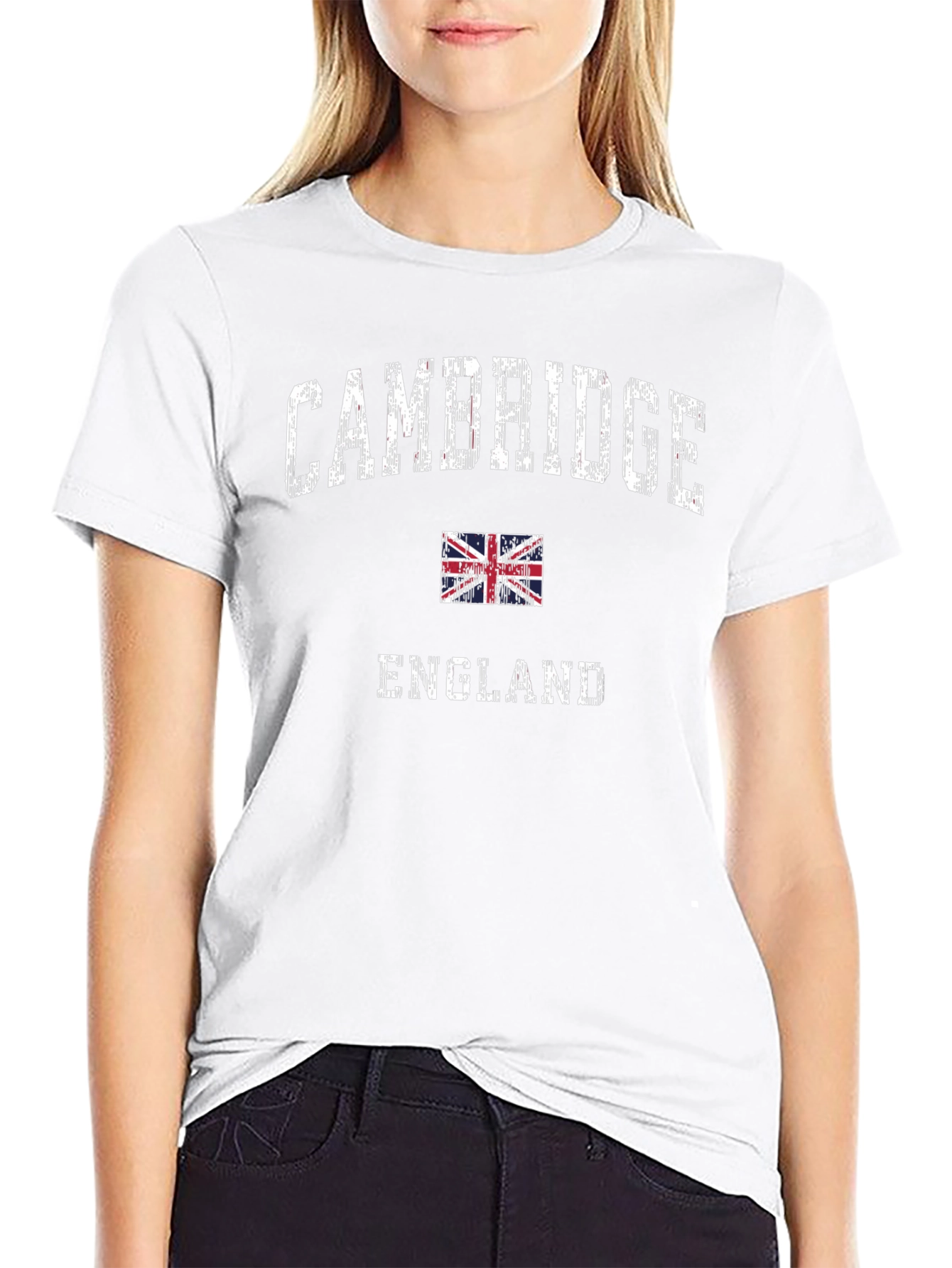 Cambridge England UK Flag Black Graphic T-Shirt
