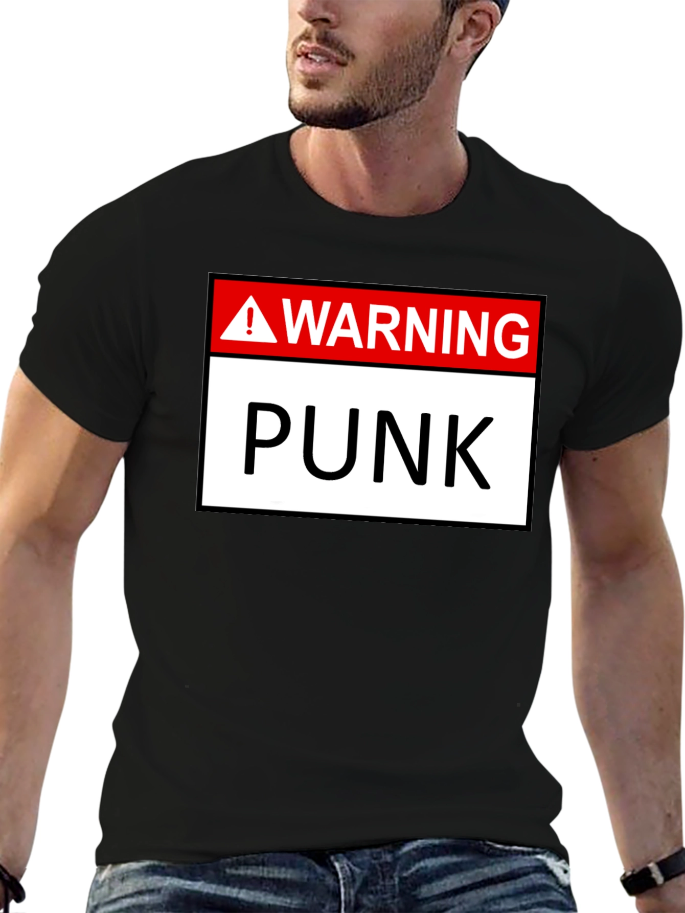Warning Punk T-Shirt - Black Graphic Tee