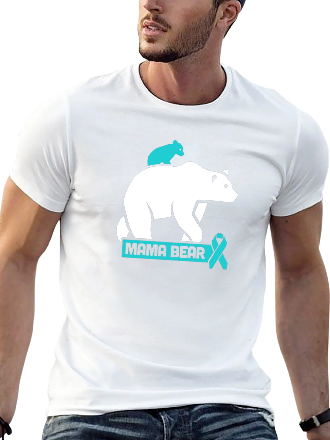 Mama Bear T-Shirt: Teal Ribbon Support