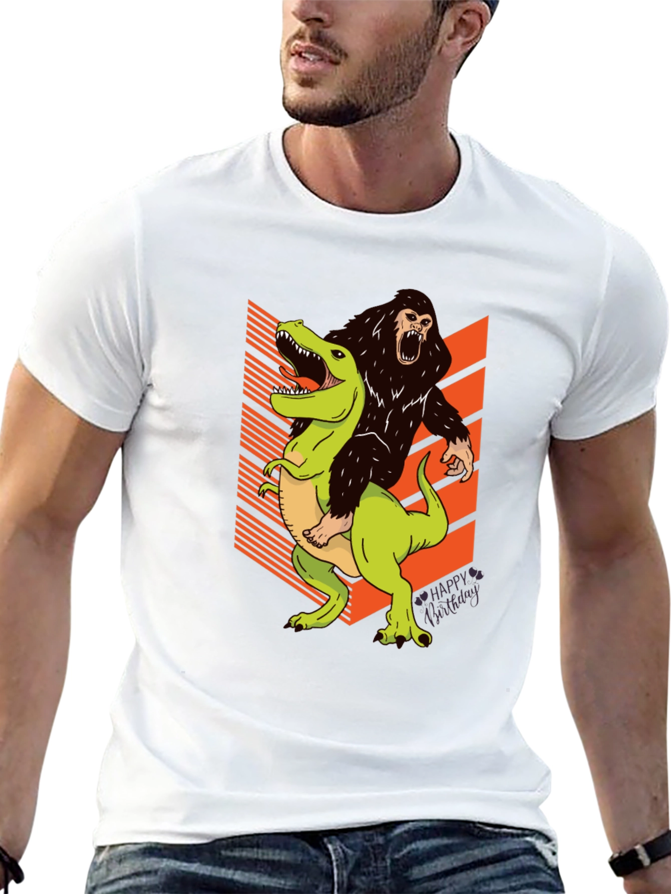 Gorilla Riding T-Rex Graphic Tee