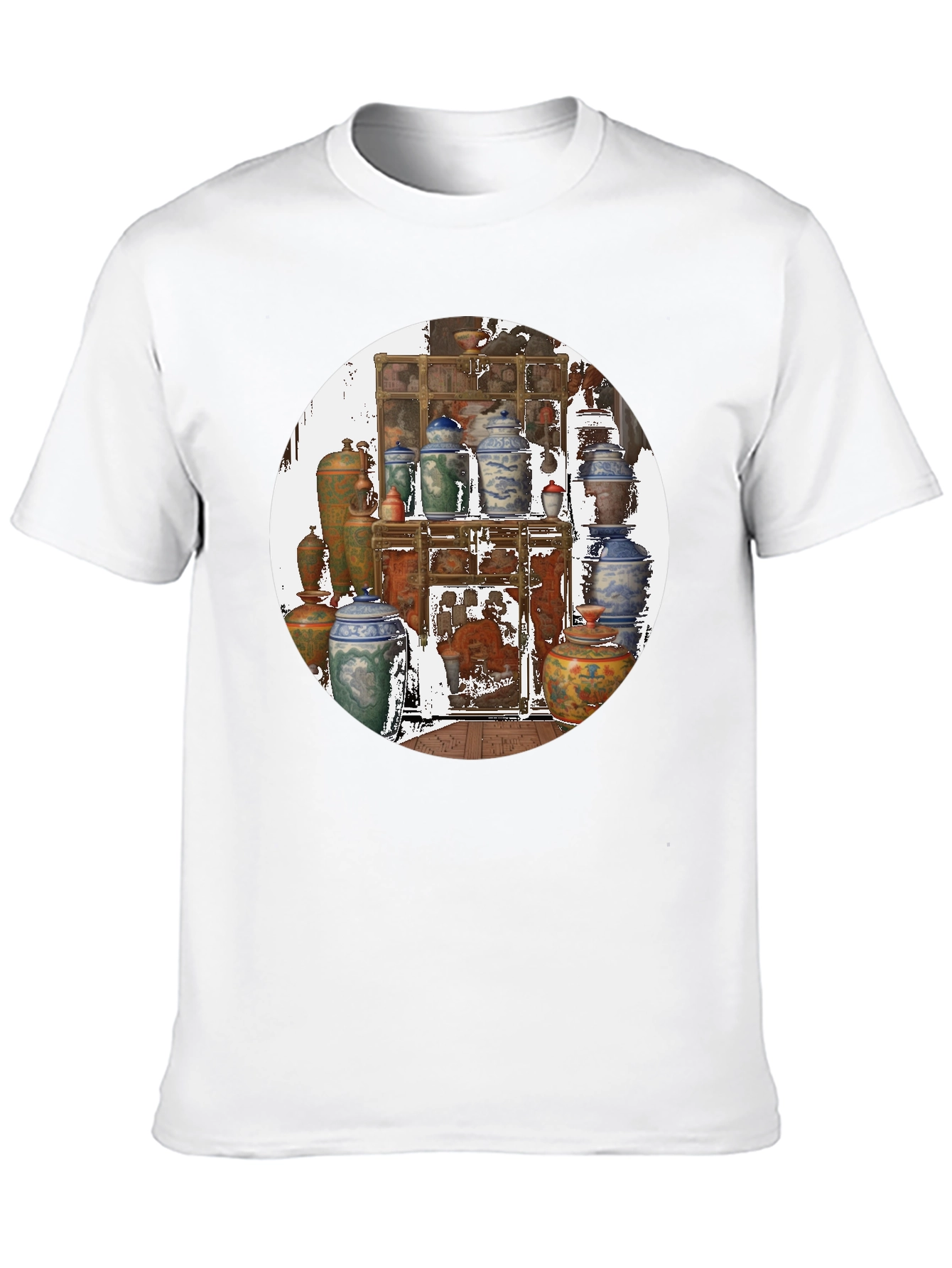 Artistic Black T-Shirt With Vase Print