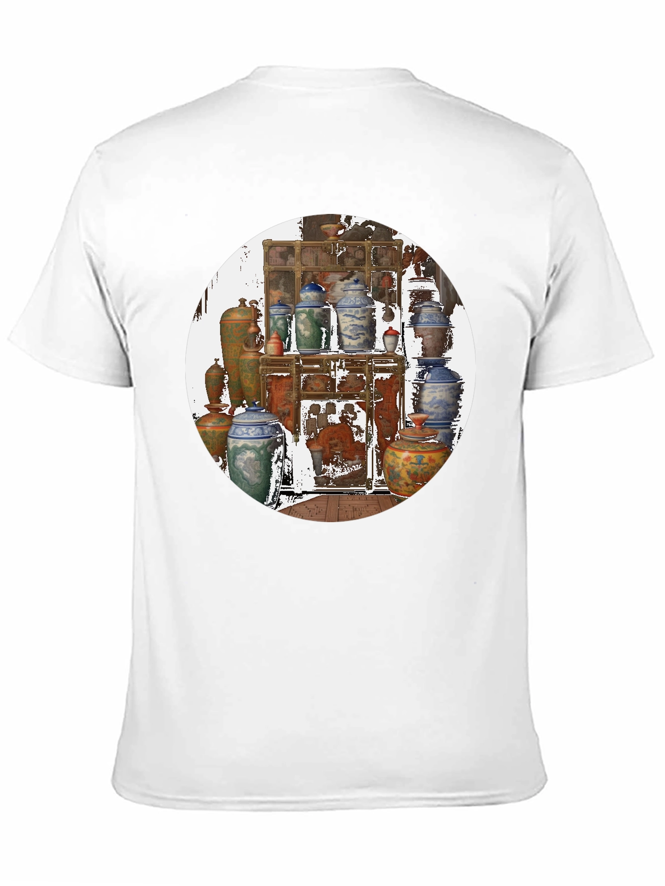 Artistic Black T-Shirt With Vase Print
