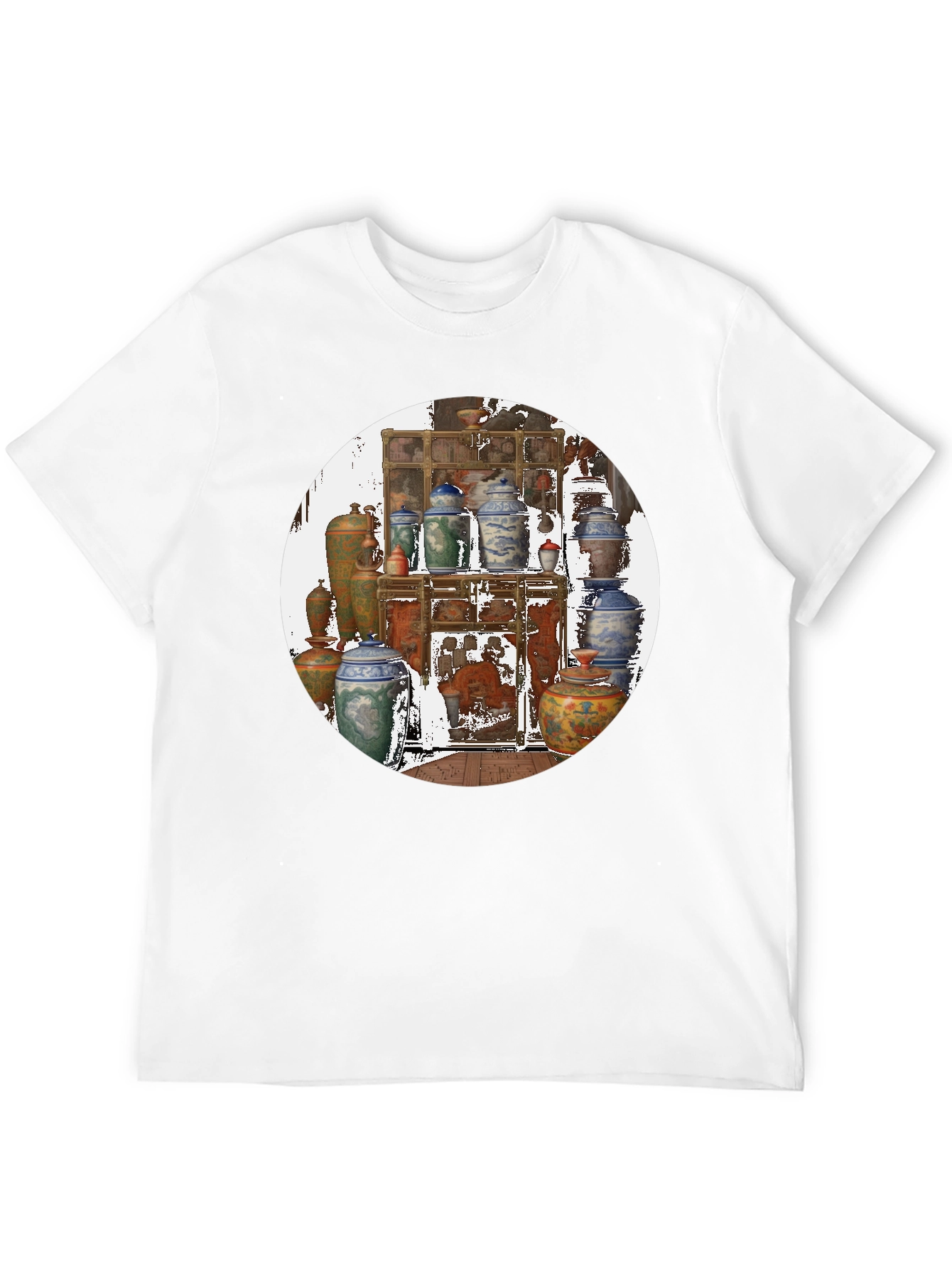 Artistic Black T-Shirt With Vase Print