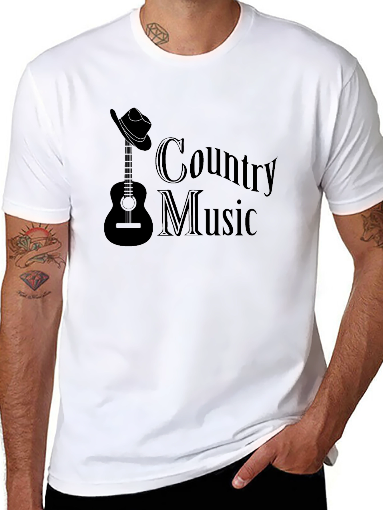 Country Music Guitar T-Shirt - Classic Black Design
