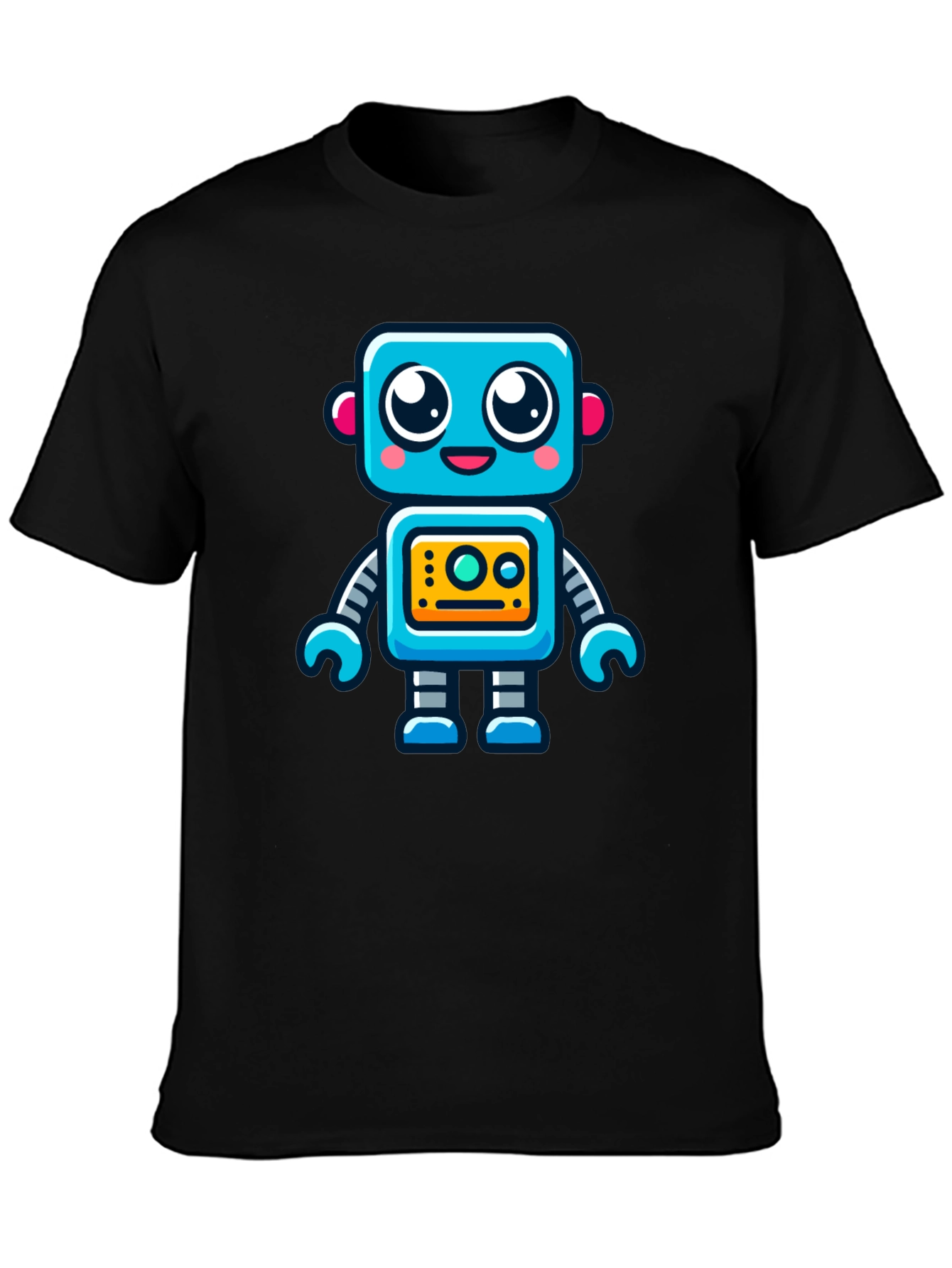 Fun Robot Graphic T-Shirt - Black