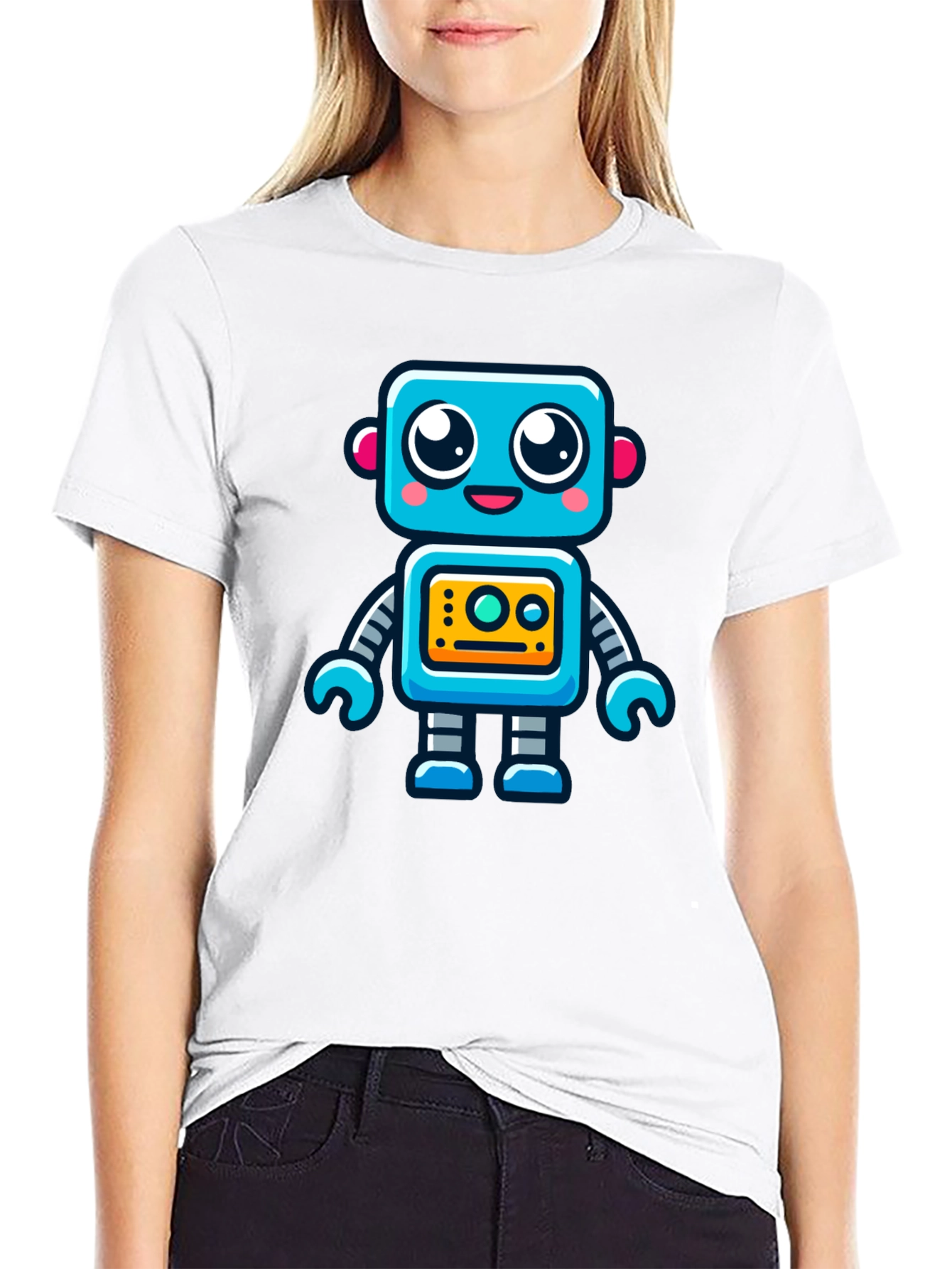 Fun Robot Graphic T-Shirt - Black