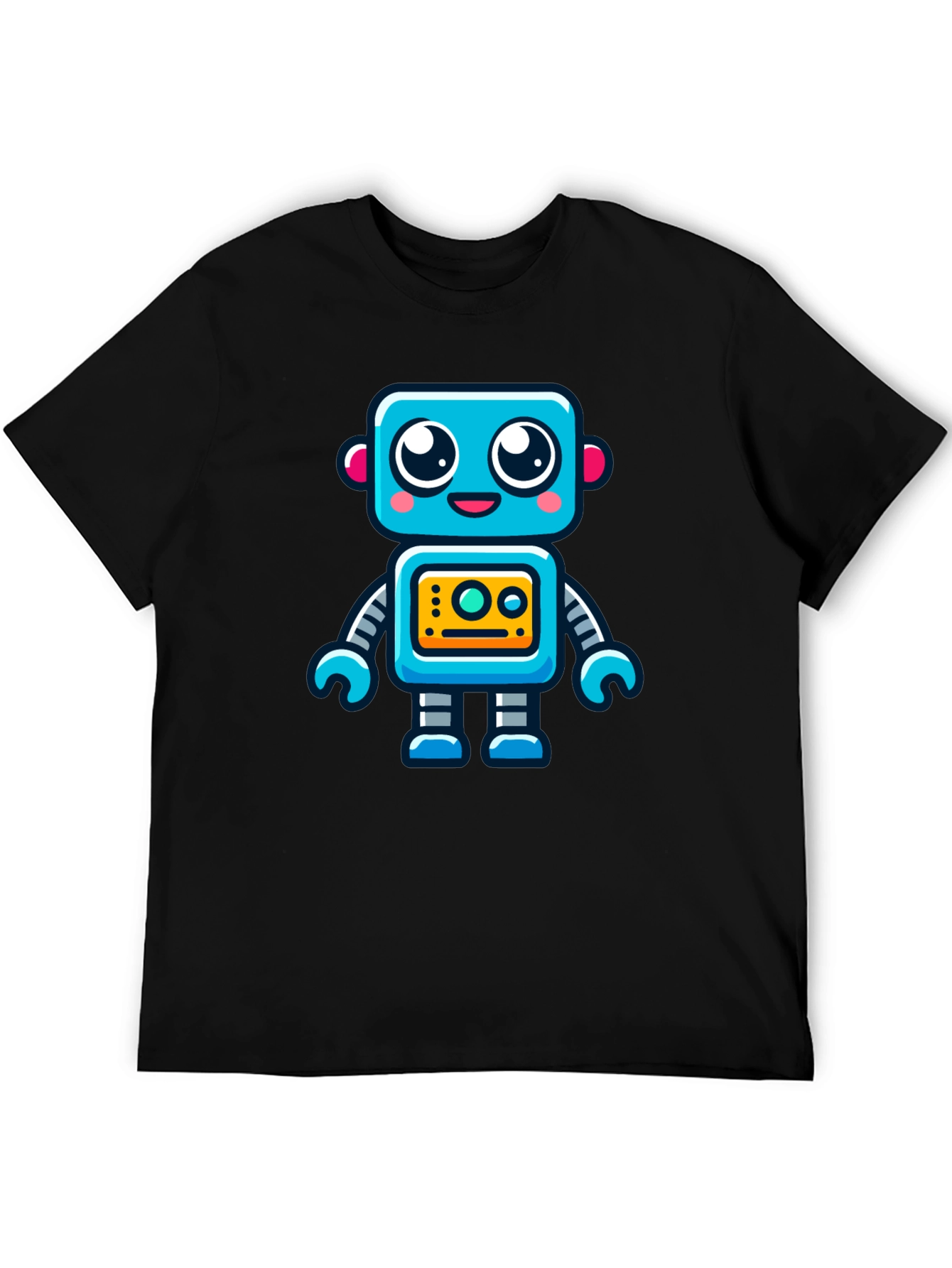Fun Robot Graphic T-Shirt - Black