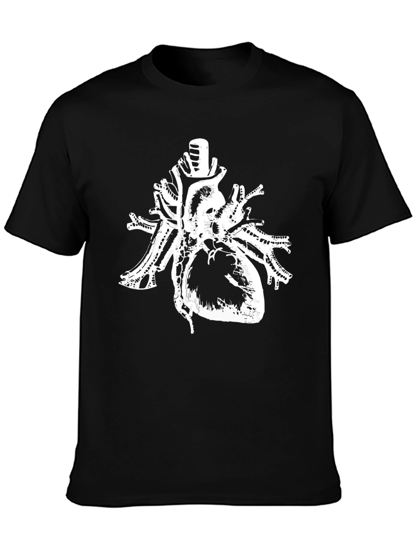 Anatomical Heart Print Black Cotton T-Shirt