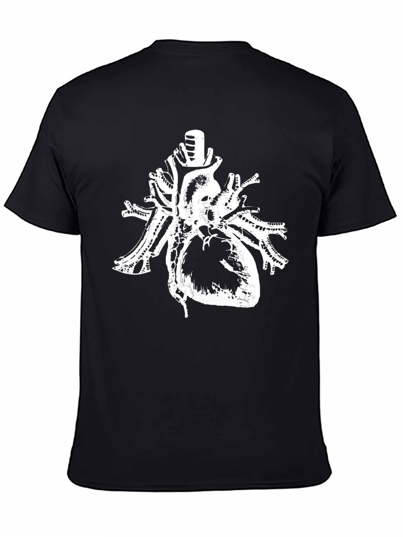 Anatomical Heart Print Black Cotton T-Shirt