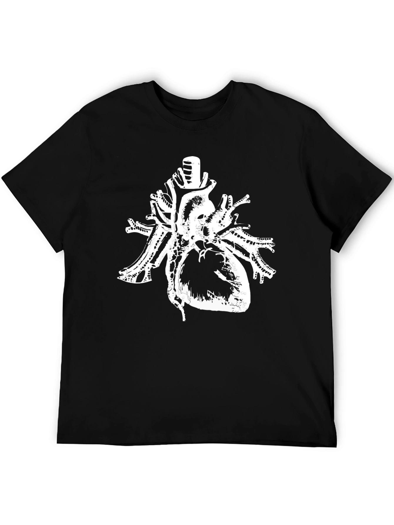Anatomical Heart Print Black Cotton T-Shirt