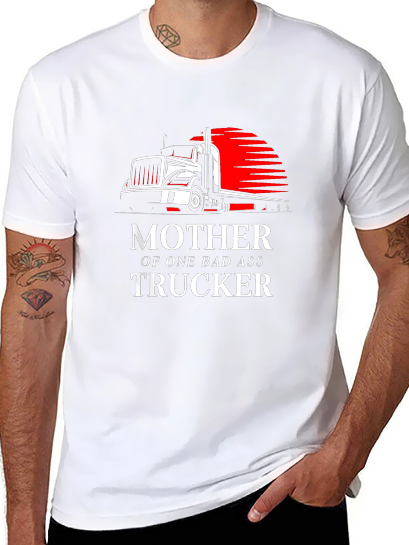 Mother of a Badass Trucker Graphic Tee - Black