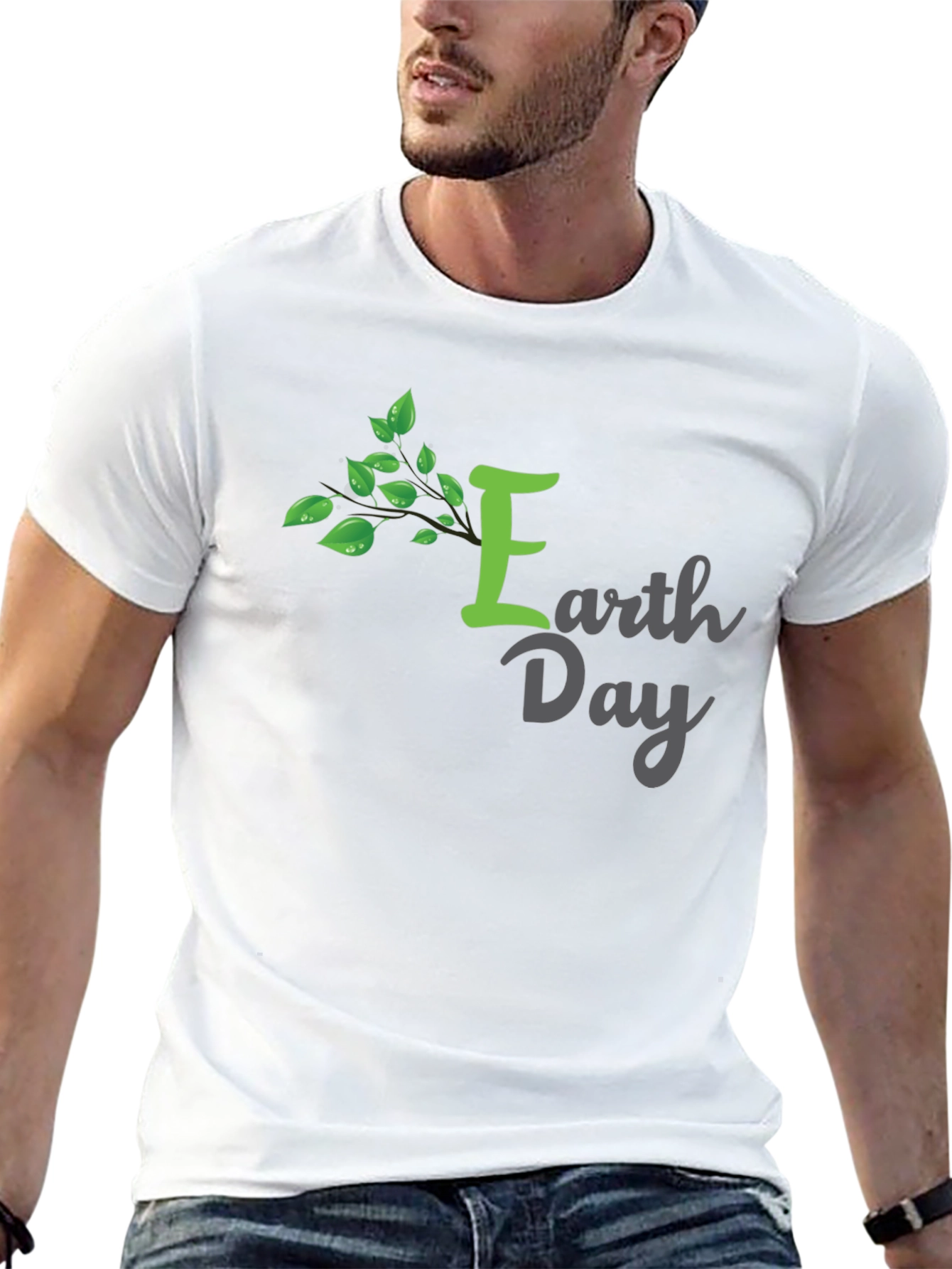 Earth Day T-Shirt - Green Tree Design Black