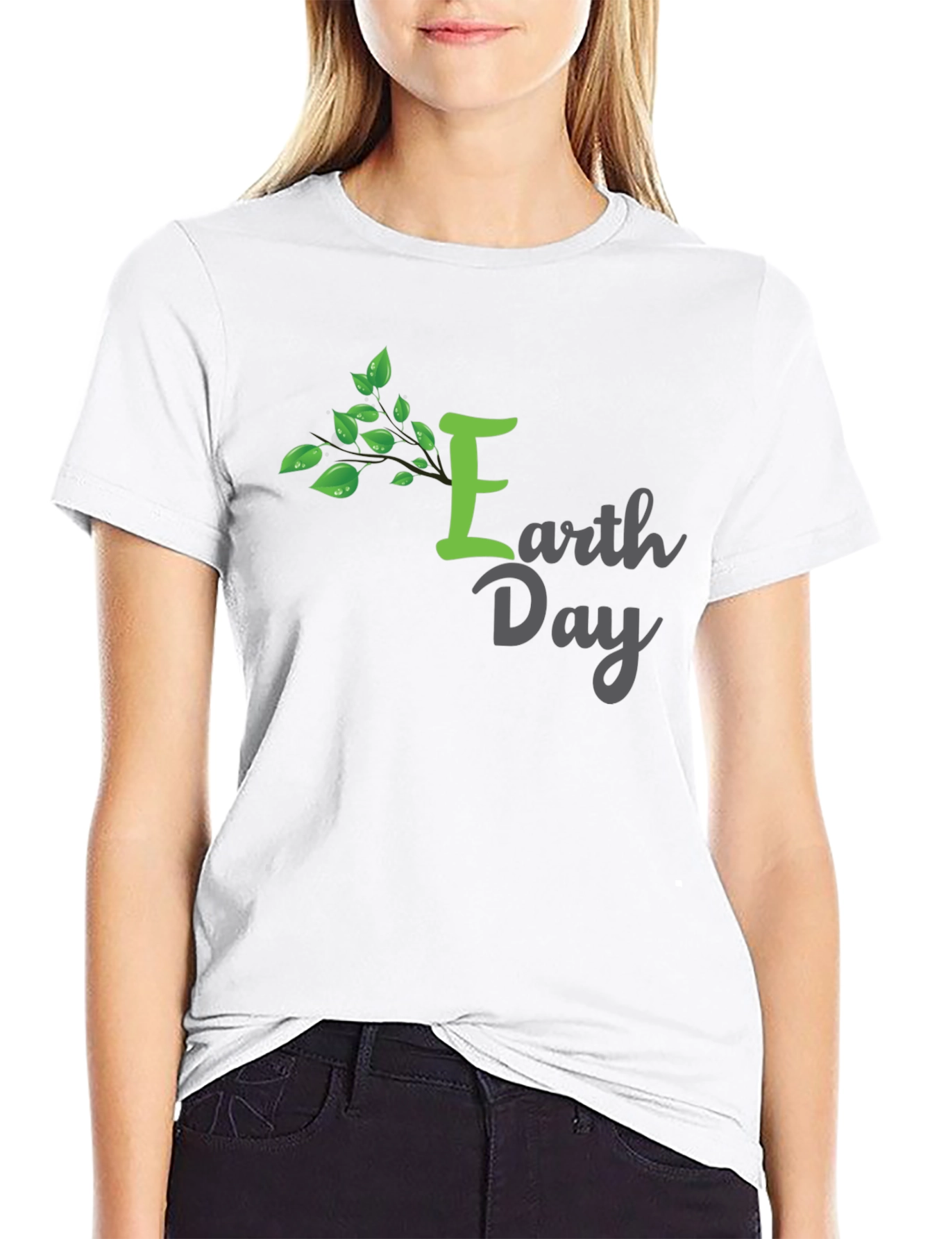 Earth Day T-Shirt - Green Tree Design Black