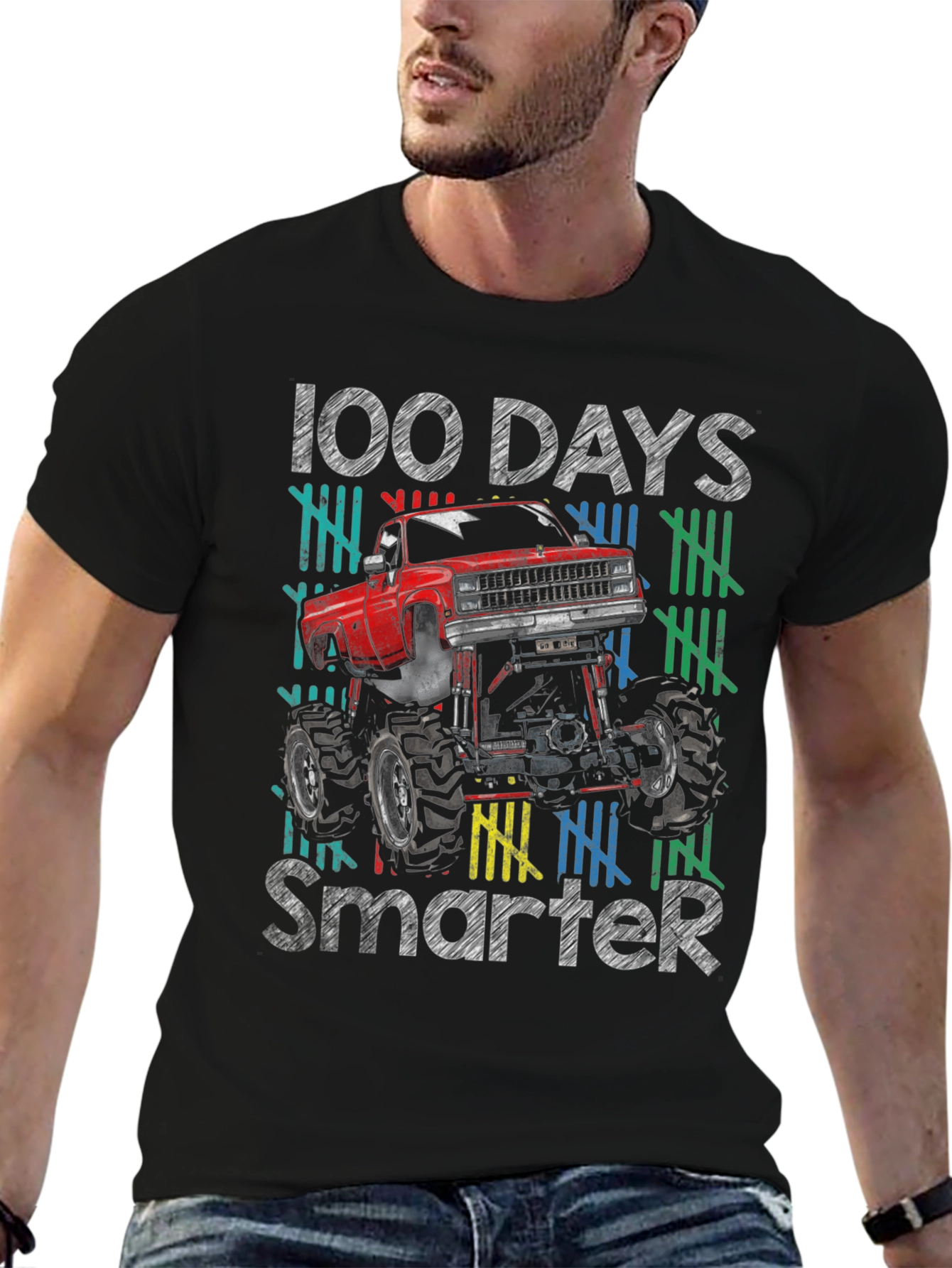 100 Days Smarter Monster Truck T-Shirt