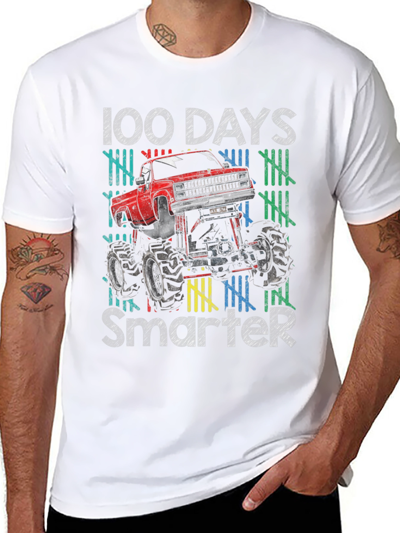 100 Days Smarter Monster Truck T-Shirt