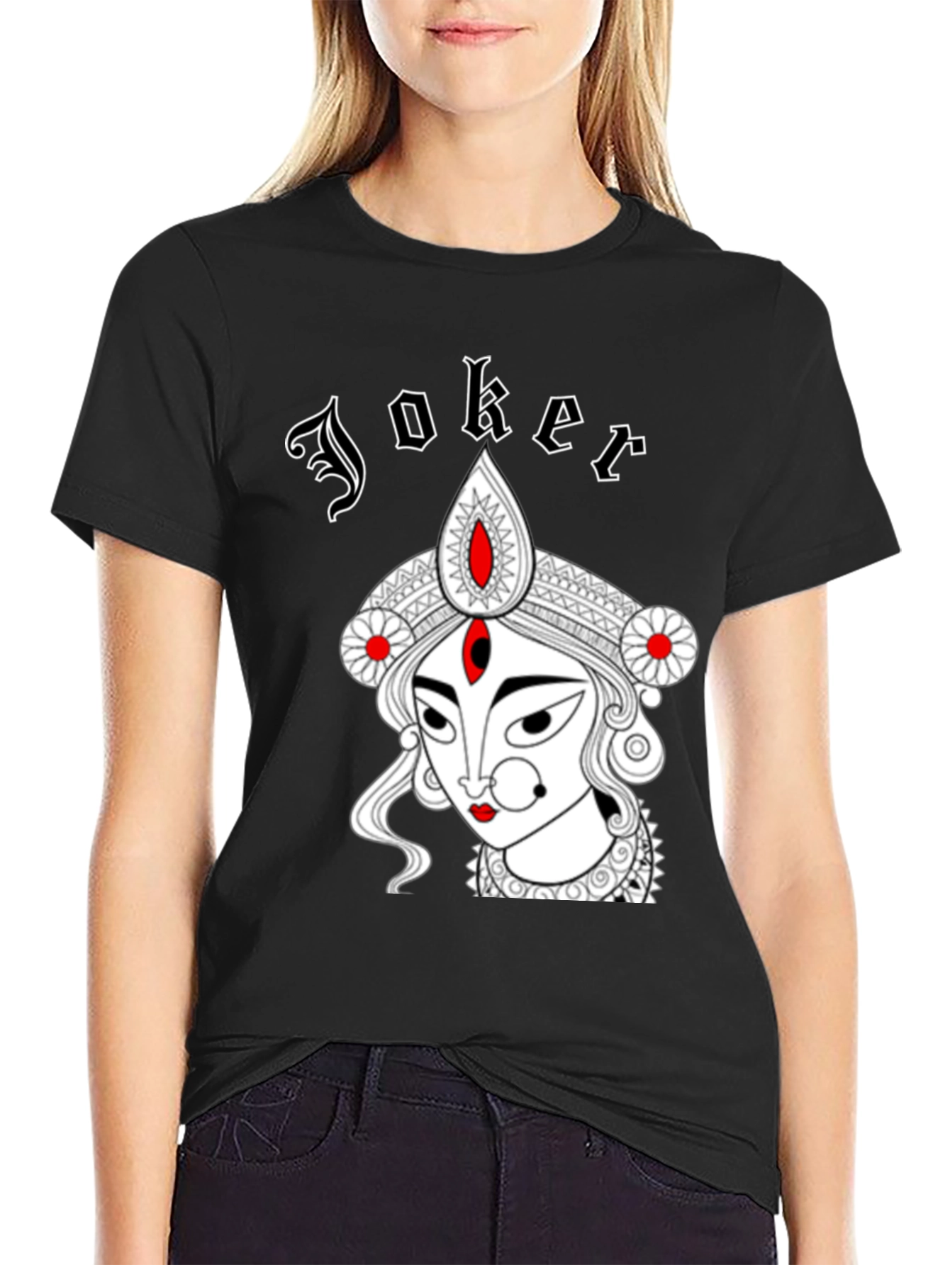 Joker Durga Graphic Print Black T-Shirt