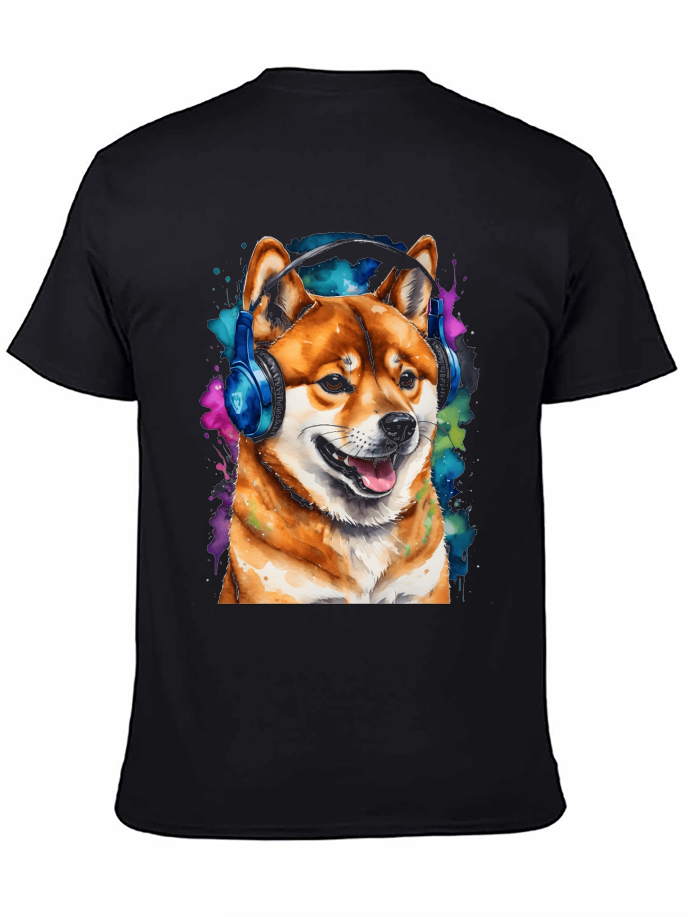 Shiba Inu Dog Wearing Headphones T-Shirt