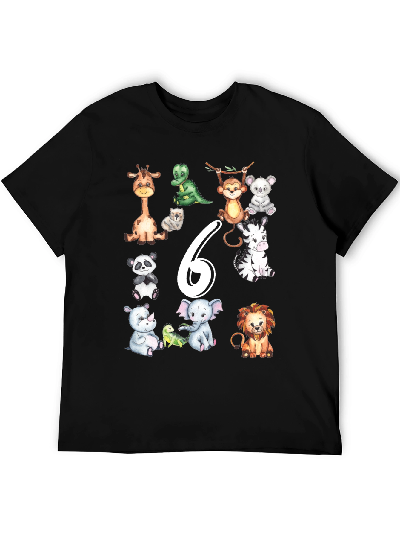Cute Animal Safari 6th Birthday T-Shirt