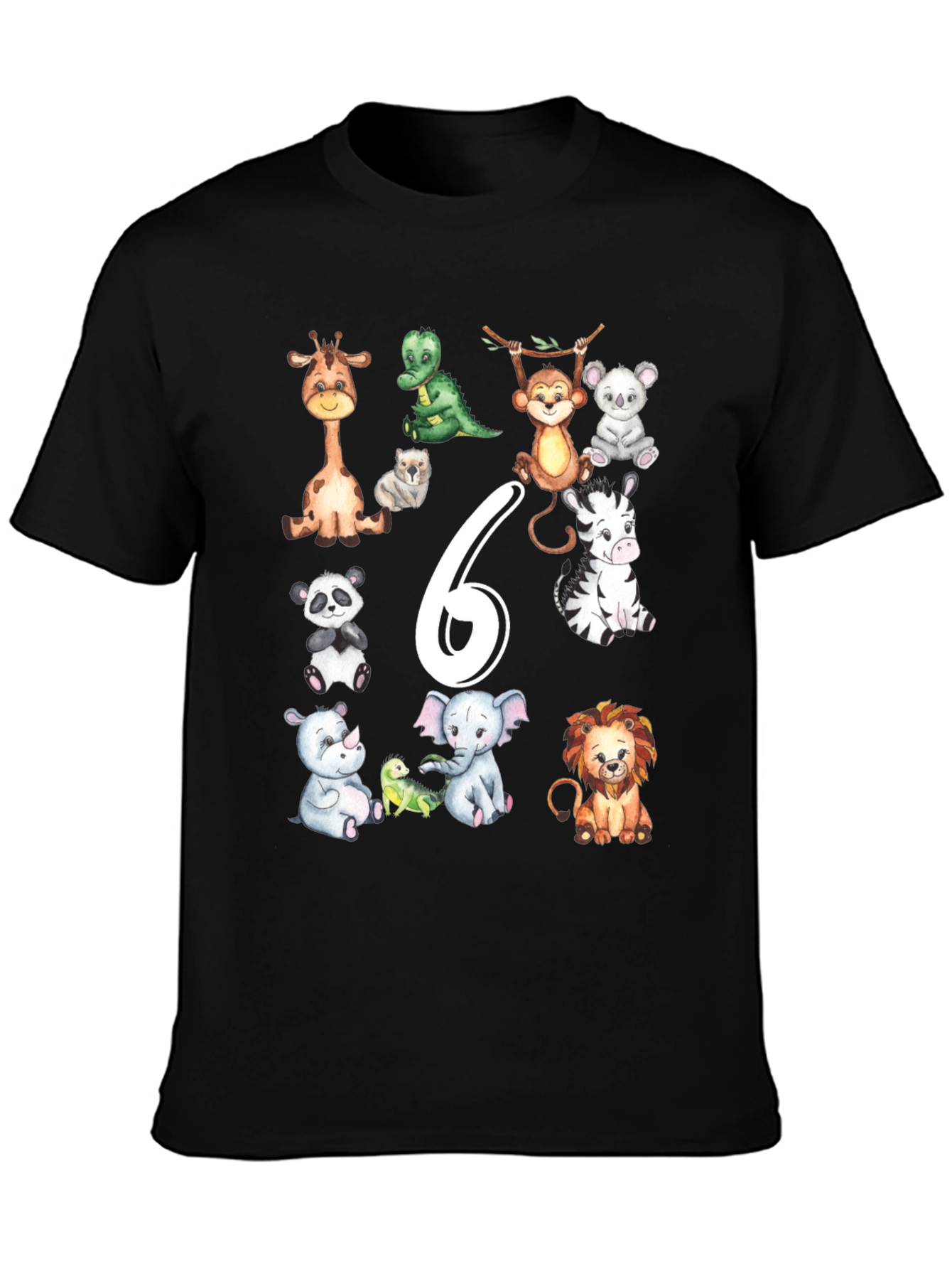Cute Animal Safari 6th Birthday T-Shirt