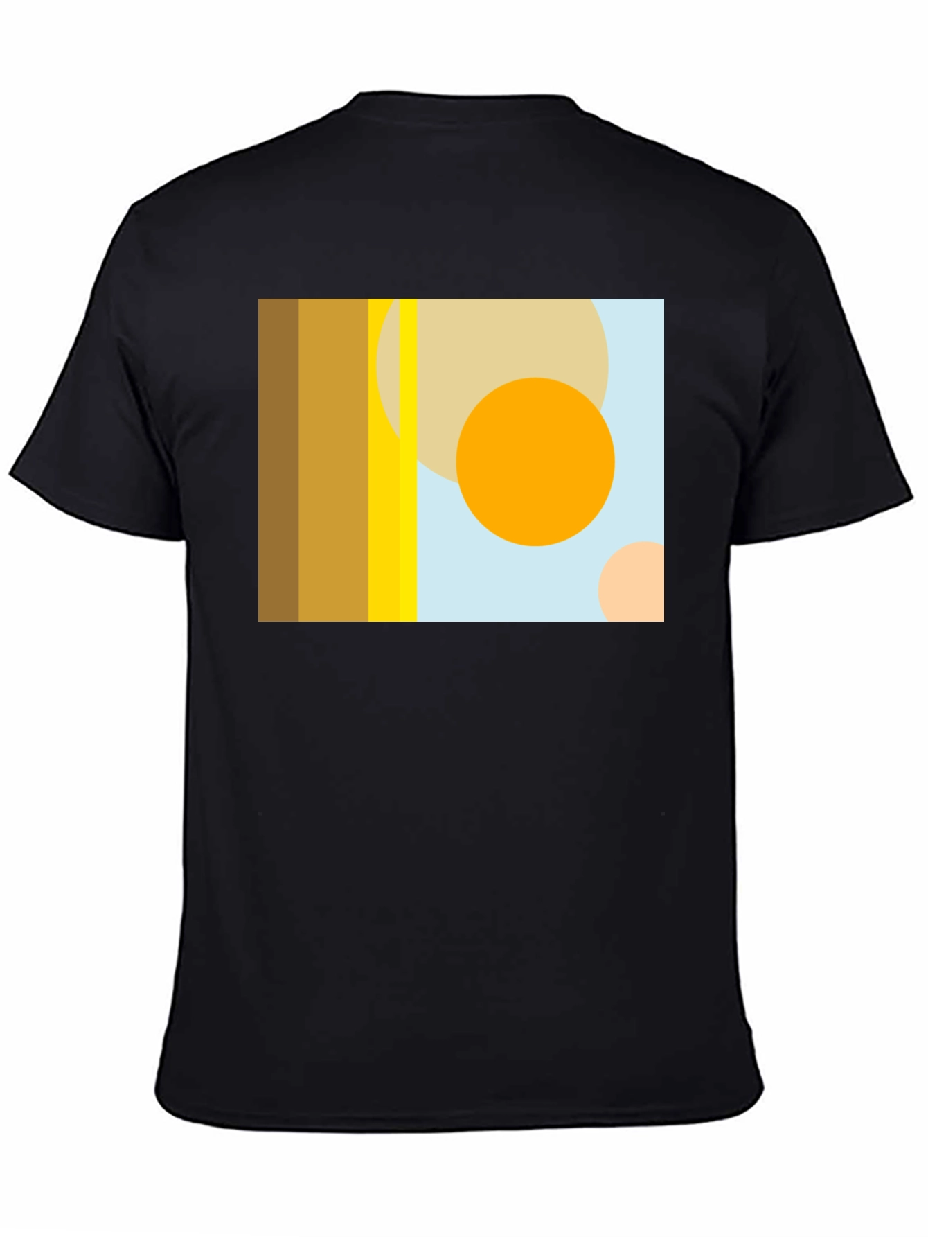 Abstract Geometric Circle Print Black T-Shirt
