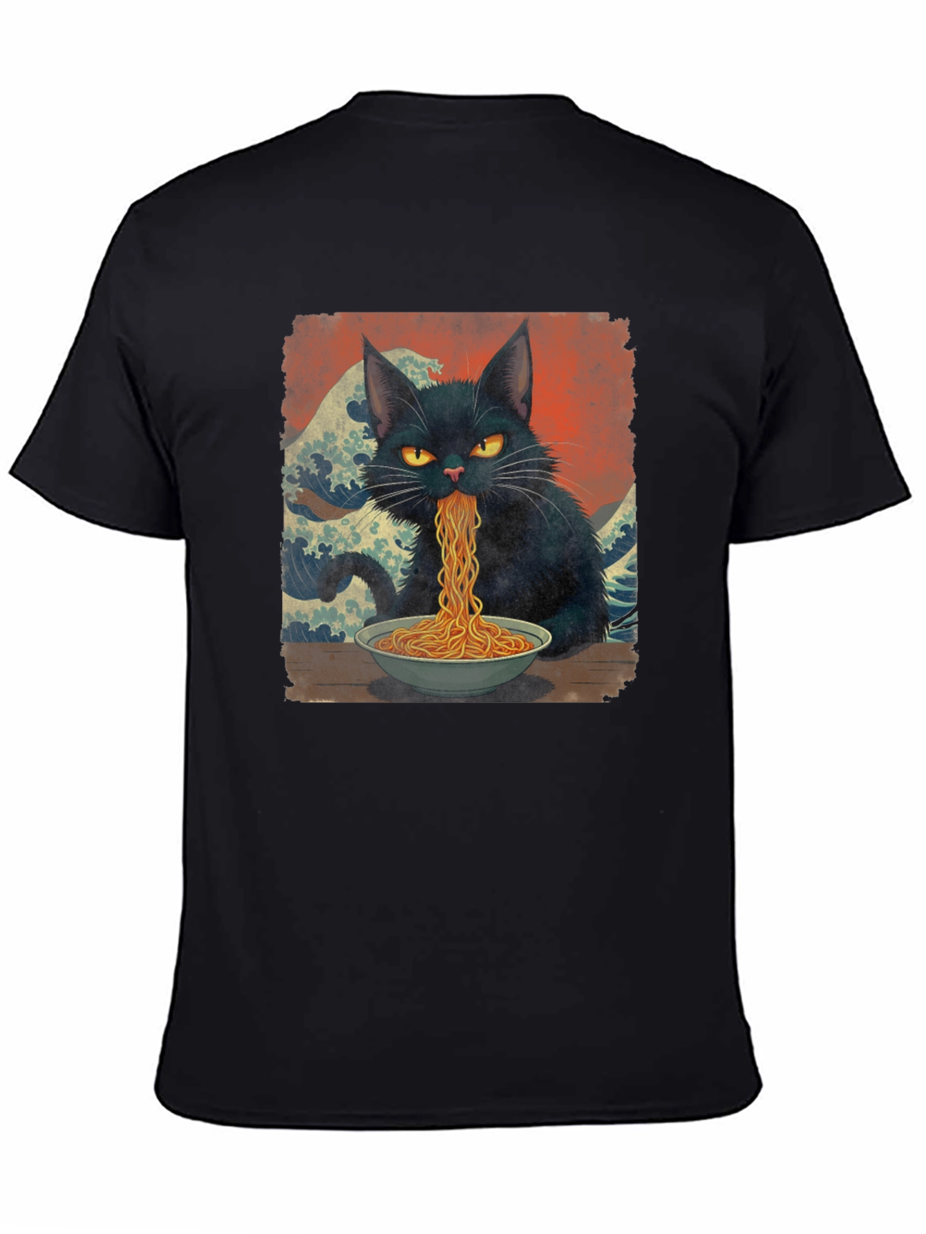 Black Cat Ramen T-Shirt - Unique Graphic Tee