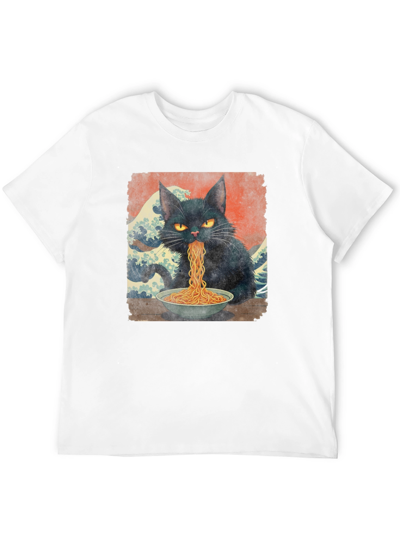 Black Cat Ramen T-Shirt - Unique Graphic Tee