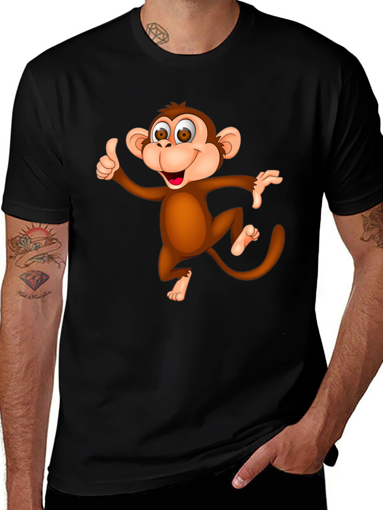 Funny Monkey Graphic T-Shirt - Black Casual Tee
