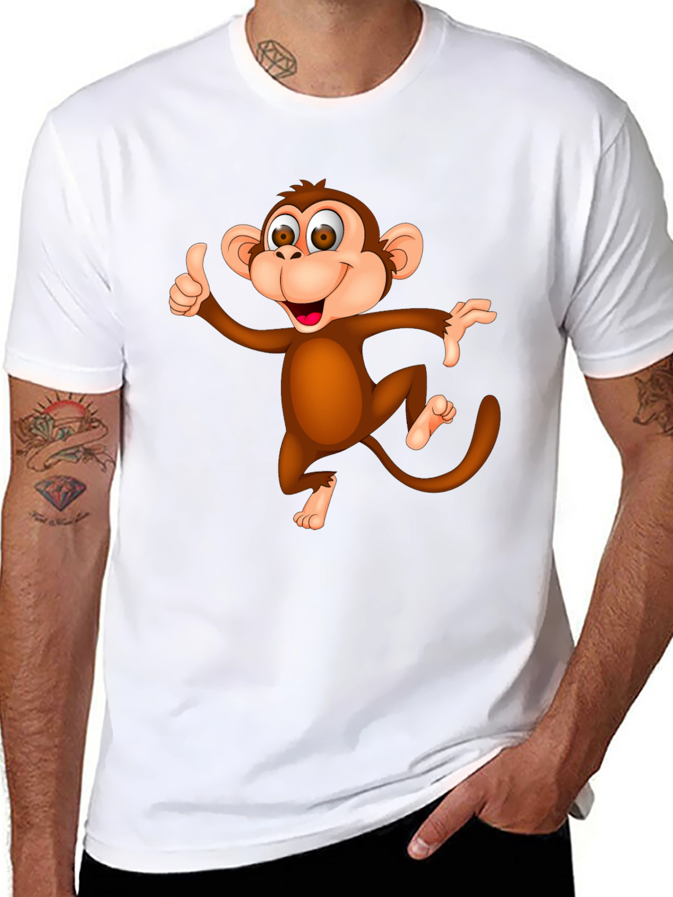 Funny Monkey Graphic T-Shirt - Black Casual Tee