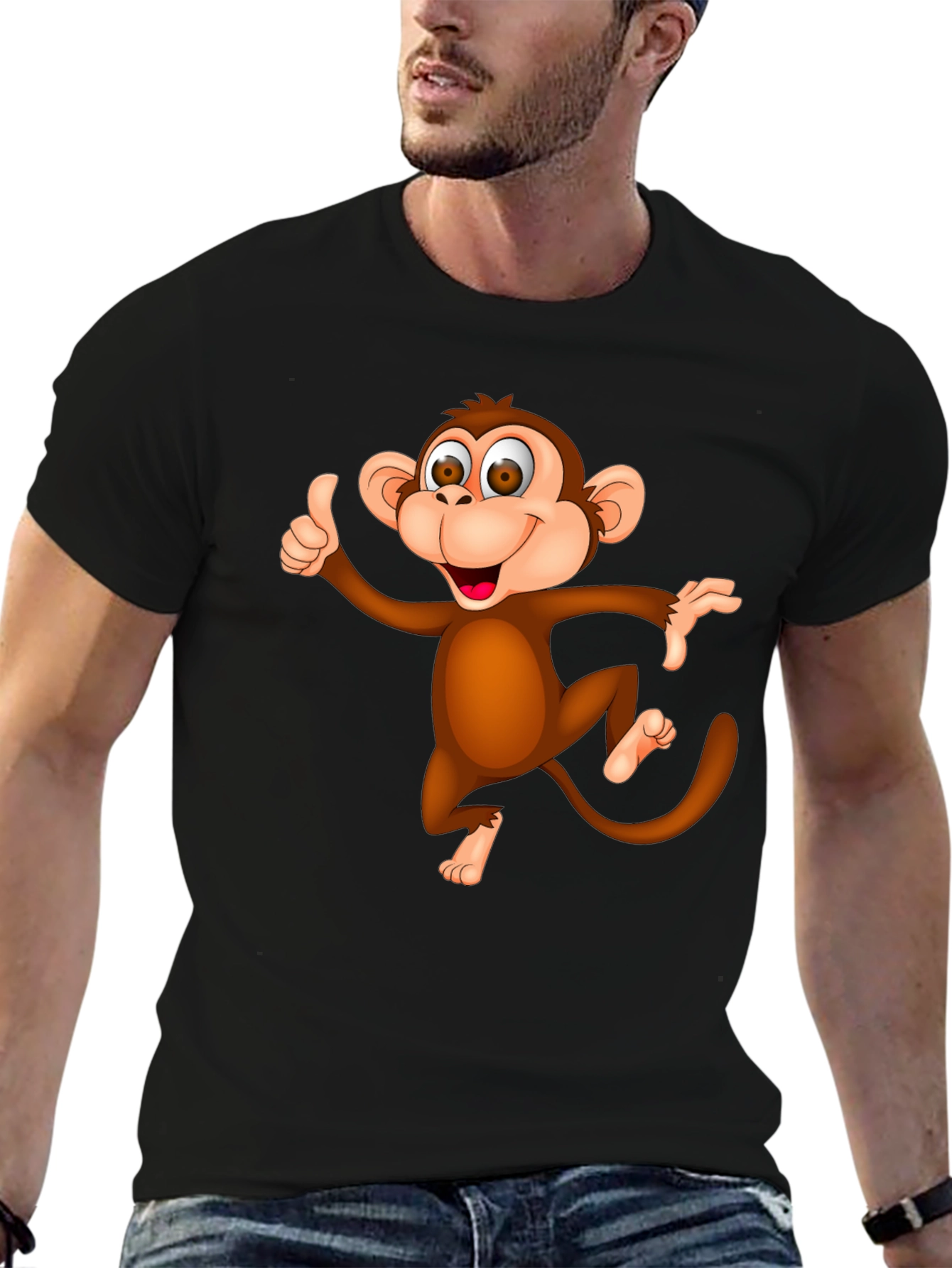 Funny Monkey Graphic T-Shirt - Black Casual Tee