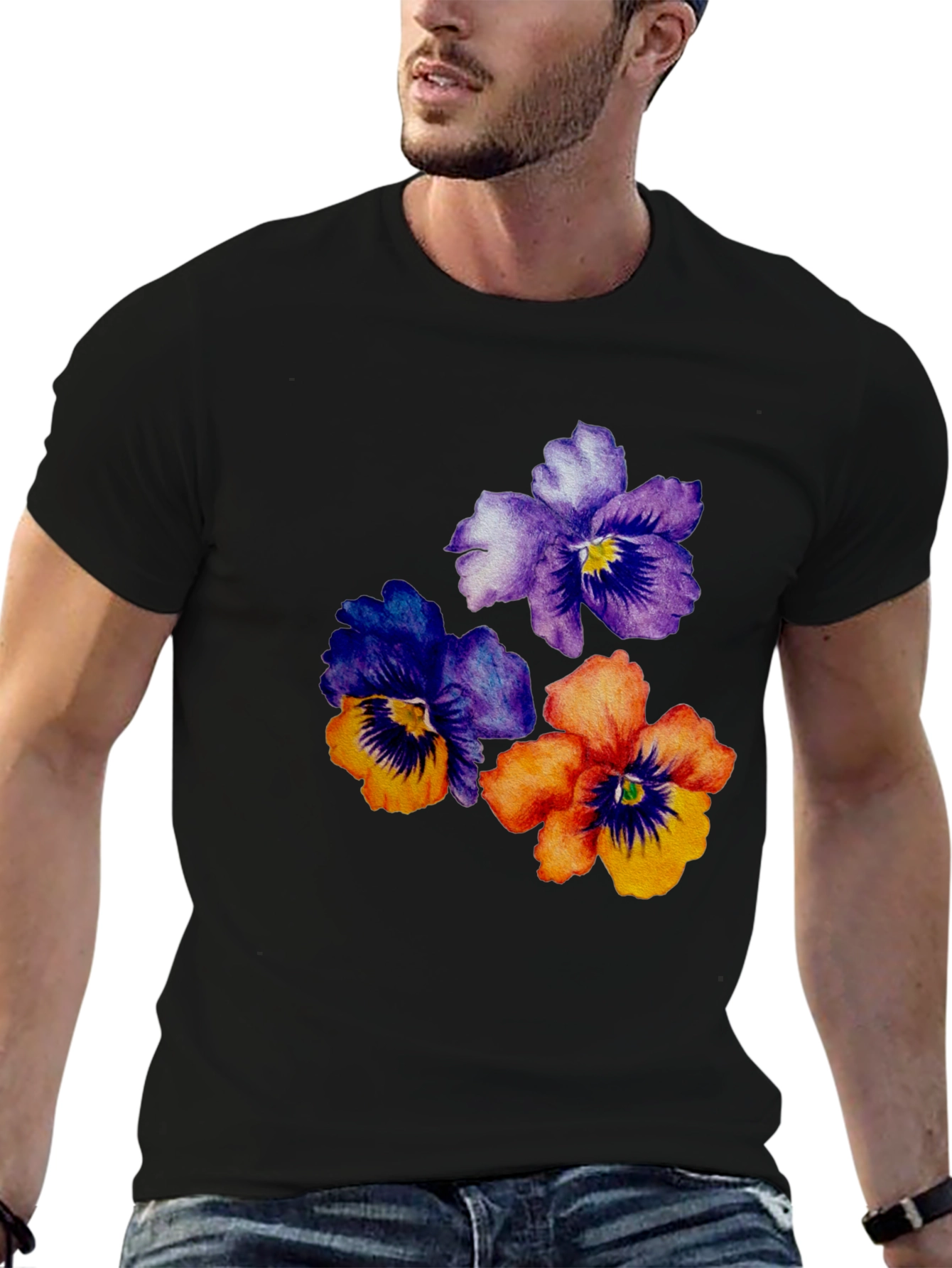 Floral Pansy Graphic Tee - Stylish Comfort